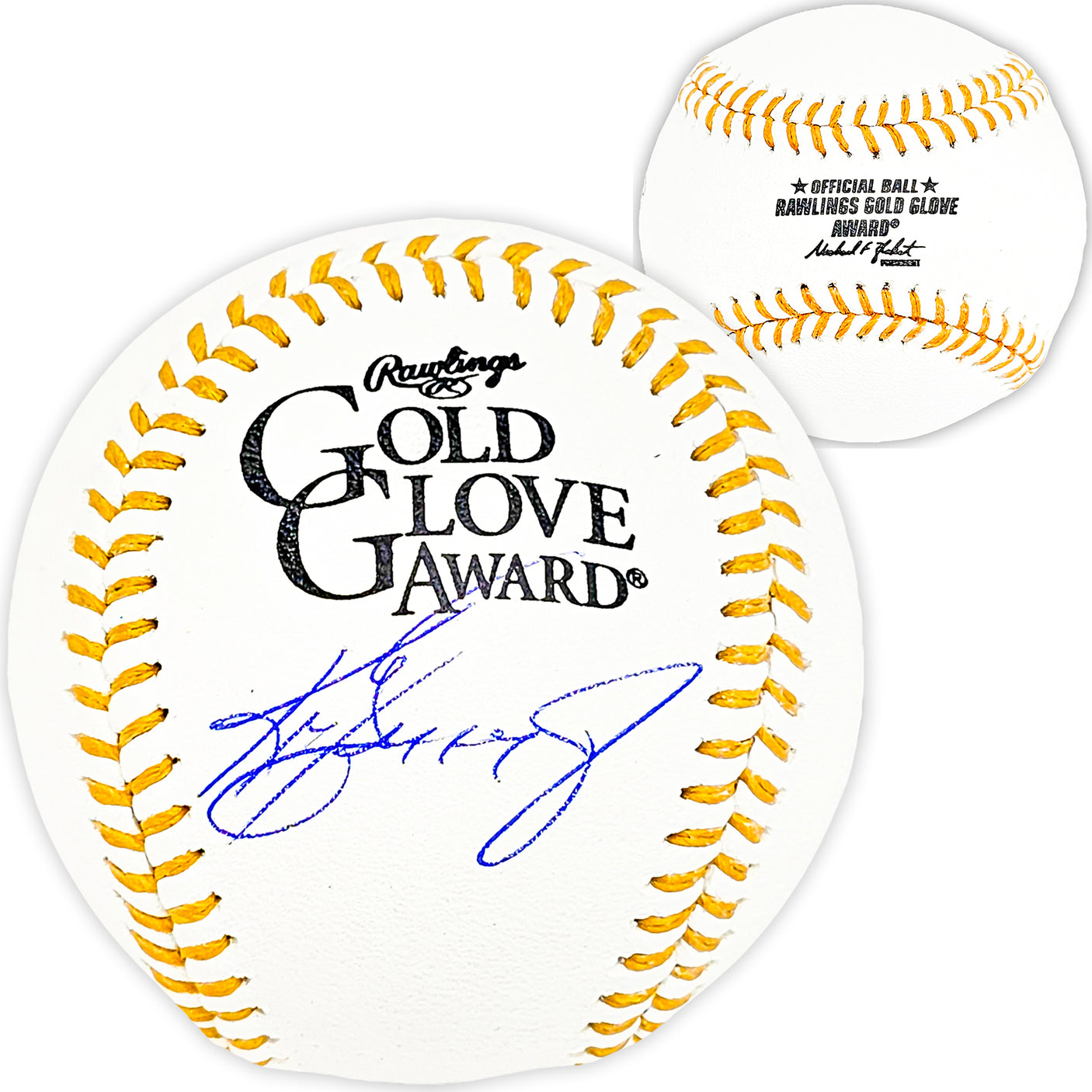Ken Griffey Jr. Autographed Official Gold Glove Logo Baseball Seattle Mariners Beckett BAS Witness Stock #206029