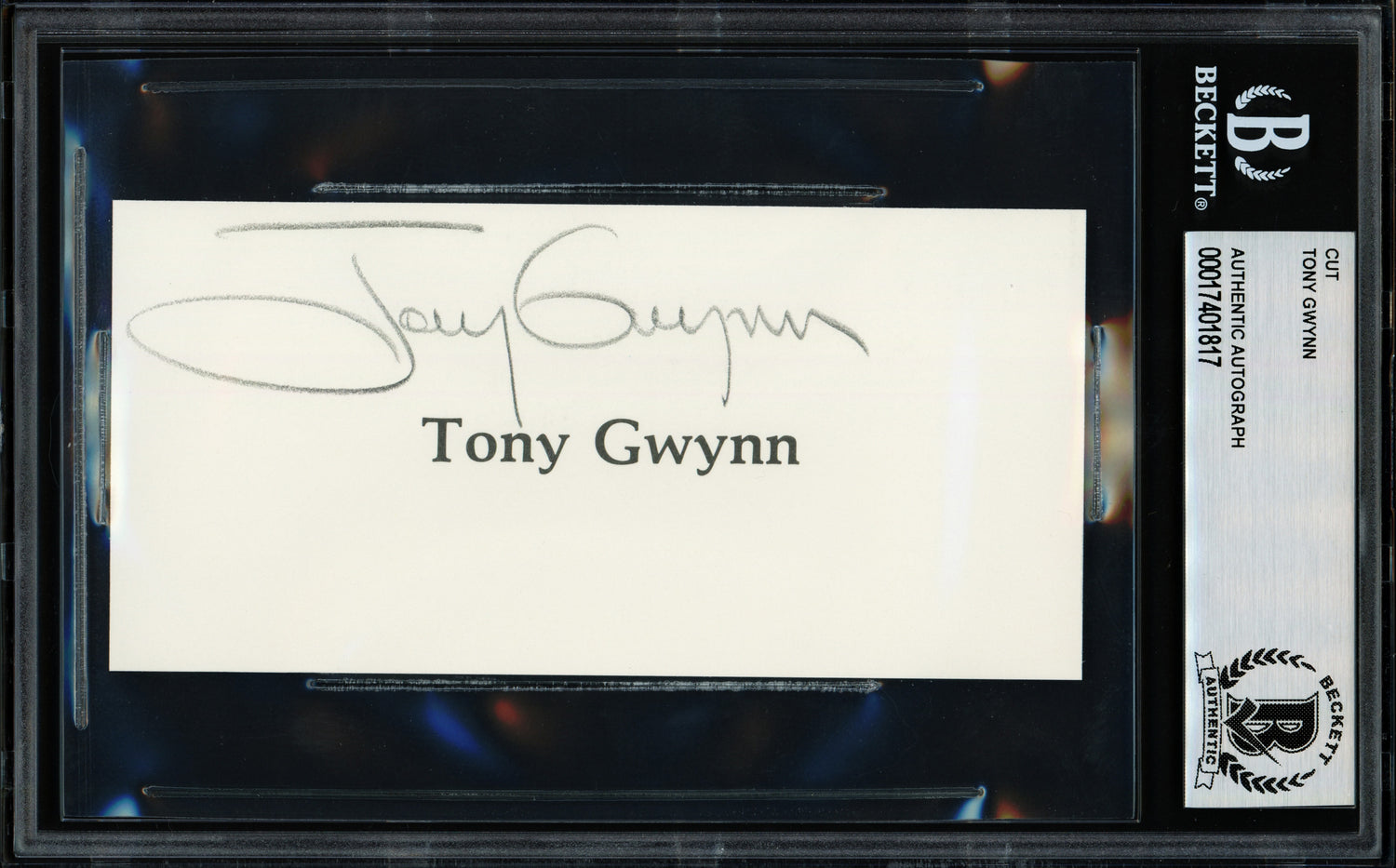 Tony Gwynn Autographed 2.5x5 Cut Signature San Diego Padres Beckett BAS Stock #239933