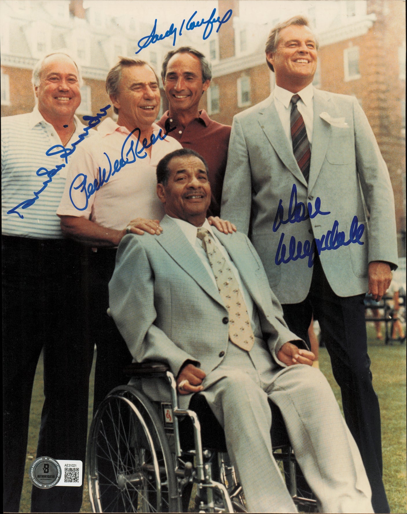 Brooklyn Dodgers Legends Autographed 8x10 Photo With 4 Signatures Including Sandy Koufax & Don Drysdale Beckett BAS #AE31021