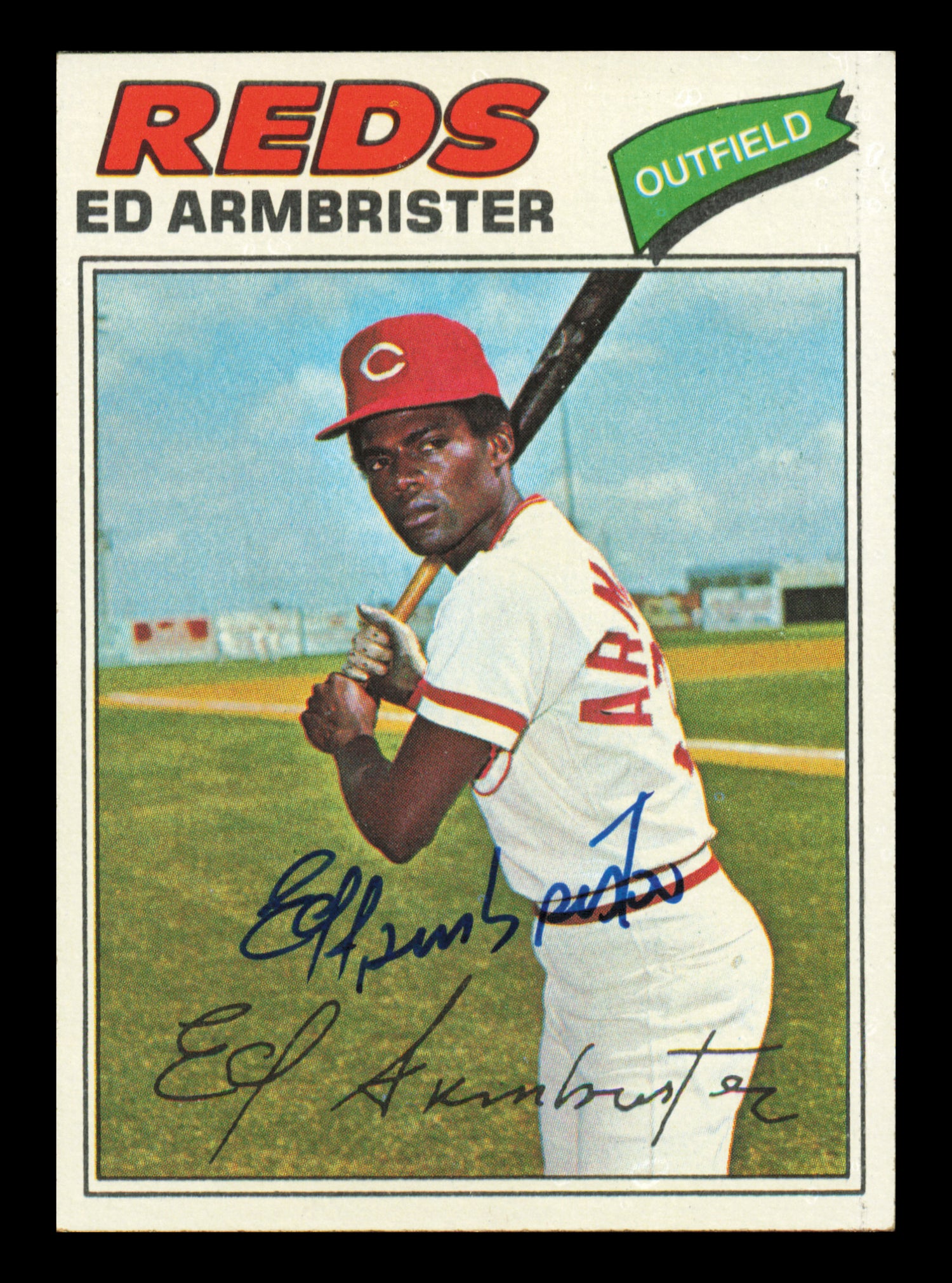 Ed Armbrister Autographed 1977 Topps Card #203 Card Cincinnati Reds SKU #241087