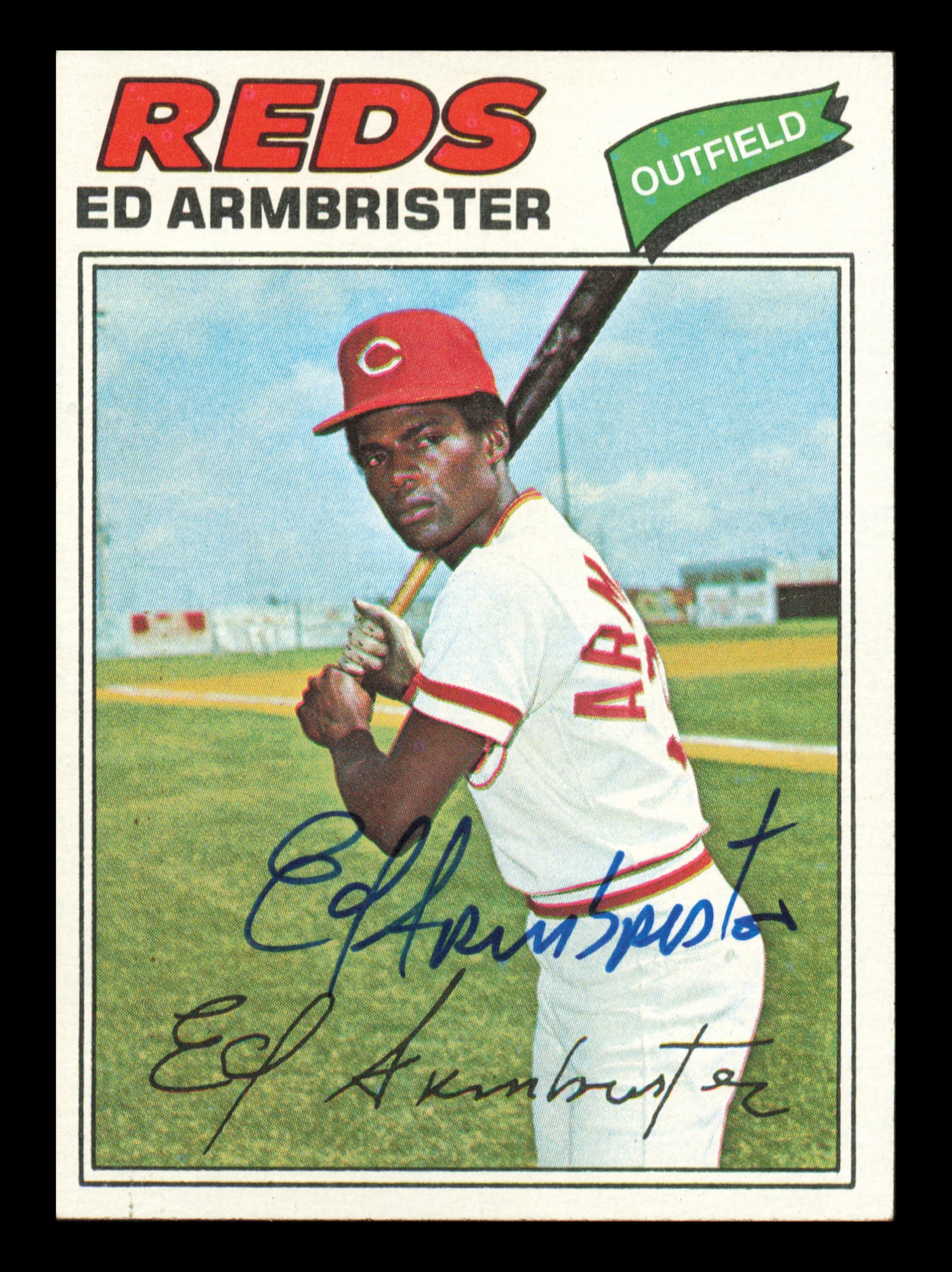 Ed Armbrister Autographed 1977 Topps Card #203 Card Cincinnati Reds SKU #241088