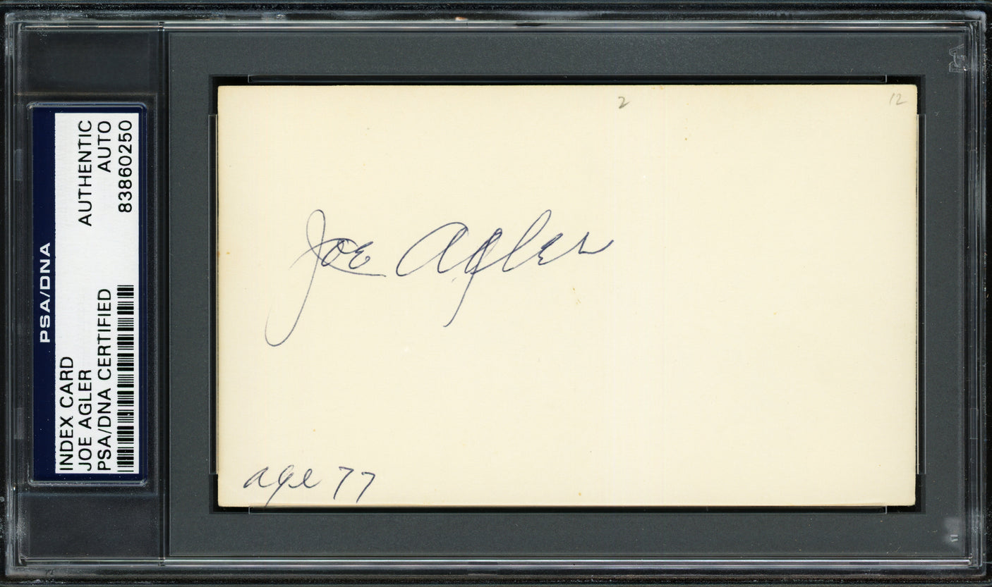 Joe Agler Autographed 3x5 Index Card Washington Senators PSA/DNA #83860250