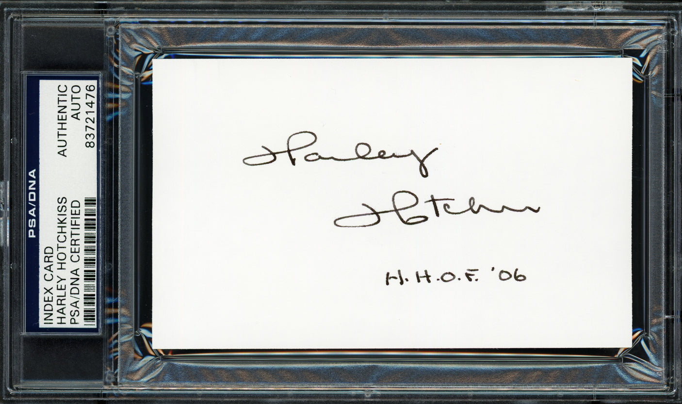Harley Hotchkiss Autographed 3x5 Index Card Calgary Flames Owner "H.H.O.F. '06" PSA/DNA #83721476