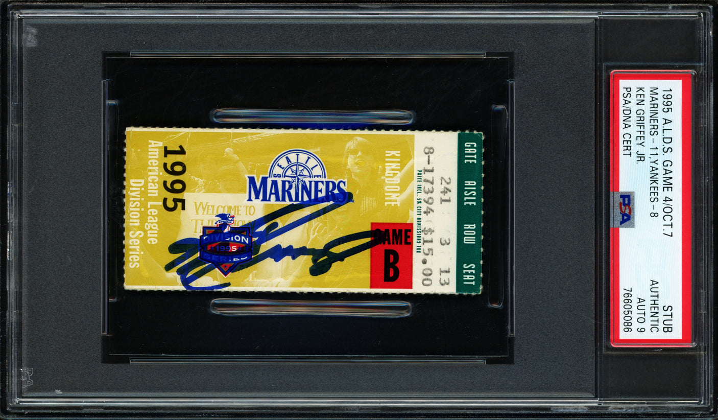 Ken Griffey Jr. Autographed 1995 A.L.D.S. Game 4 Ticket Stub Seattle Mariners Auto Grade Mint 9 PSA/DNA #76605086
