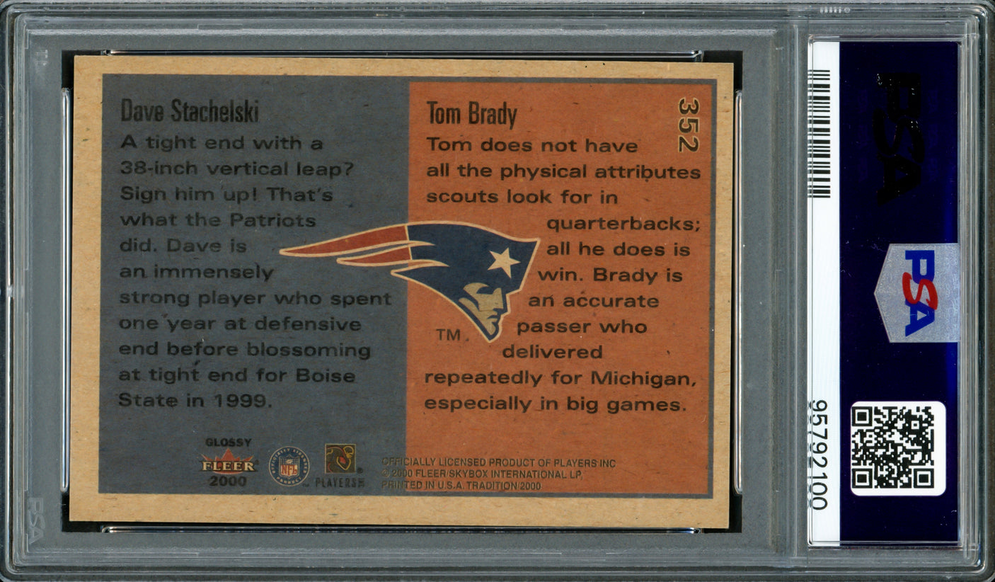 Tom Brady Autographed 2000 Fleer Glossy Rookie Card #352 New England Patriots PSA 8 Auto Grade Gem Mint 10 PSA/DNA #95792100