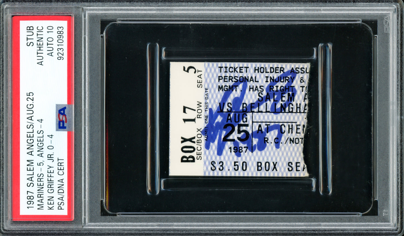Ken Griffey Jr. Autographed 1987 Ticket Stub Bellingham Mariners Auto Grade Gem Mint 10 PSA/DNA #92310983