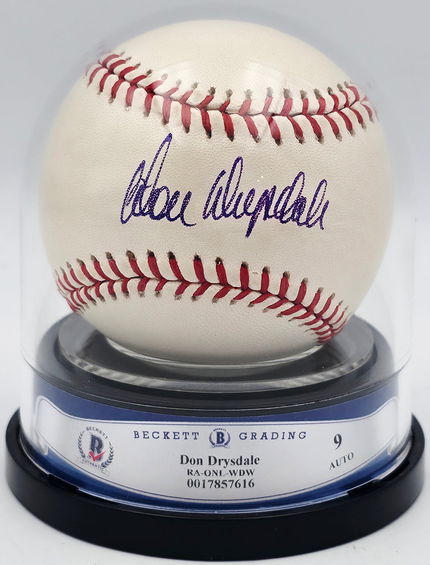 Don Drysdale Autographed Official NL Baseball Los Angeles Dodgers Auto Grade Mint 9 Beckett BAS #17857616