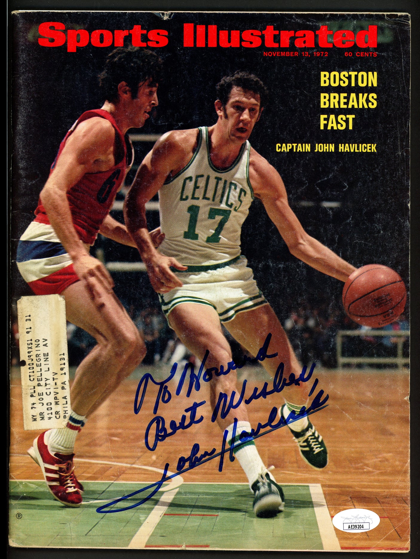 John Havlicek Autographed Sports Illustrated Sports Illustrated Magazine Boston Celtics "To Howard Best Wishes" JSA #AE39204