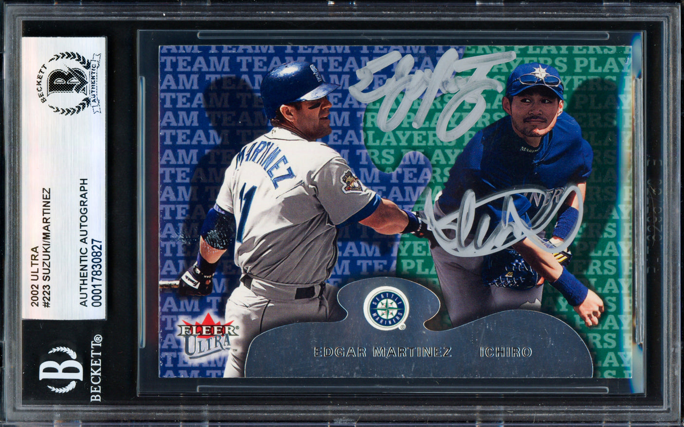 Ichiro Suzuki & Edgar Martinez Autographed 2001 Fleer Ultra Card #223 Seattle Mariners Beckett BAS #17830827