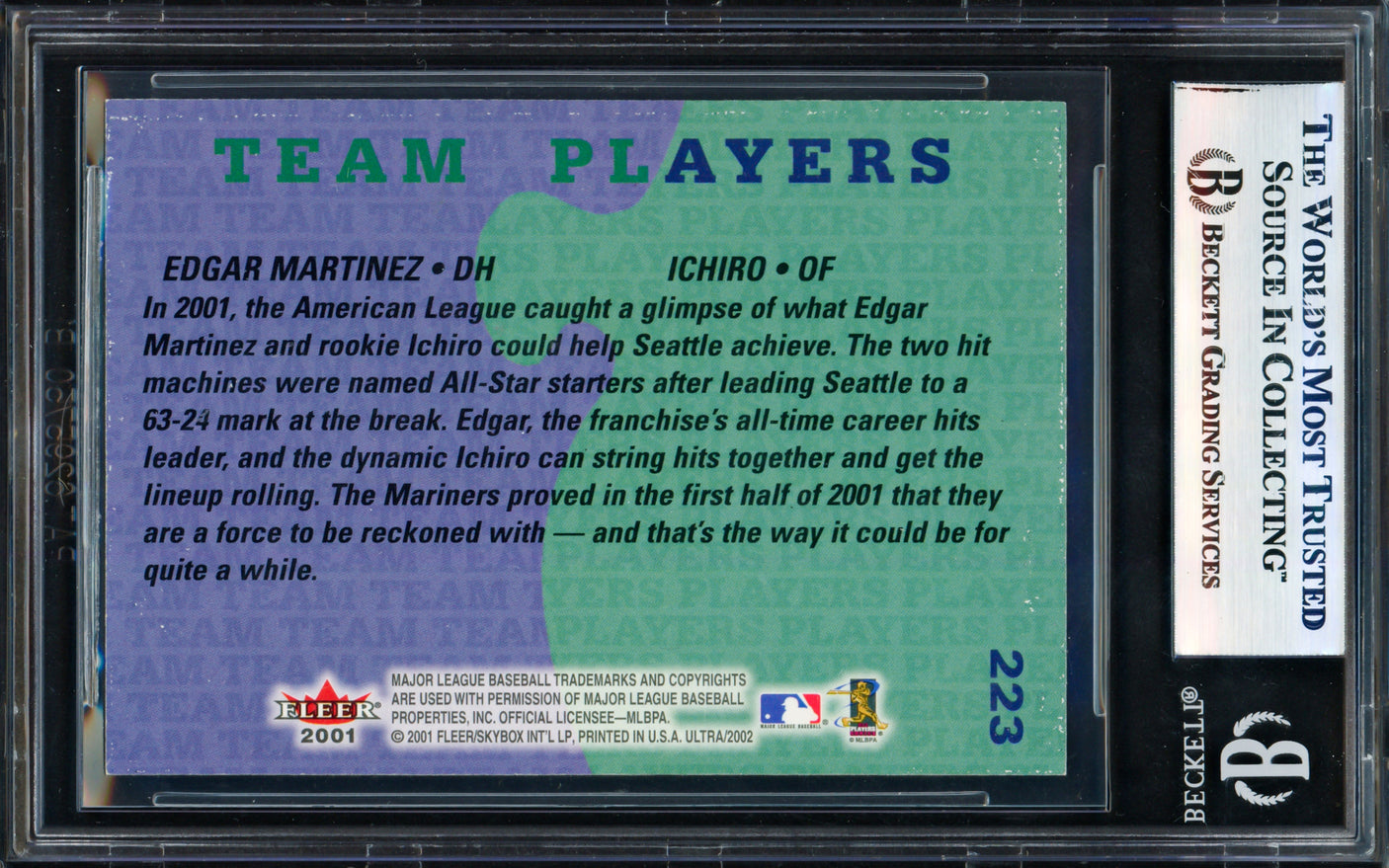 Ichiro Suzuki & Edgar Martinez Autographed 2001 Fleer Ultra Card #223 Seattle Mariners Beckett BAS #17830827