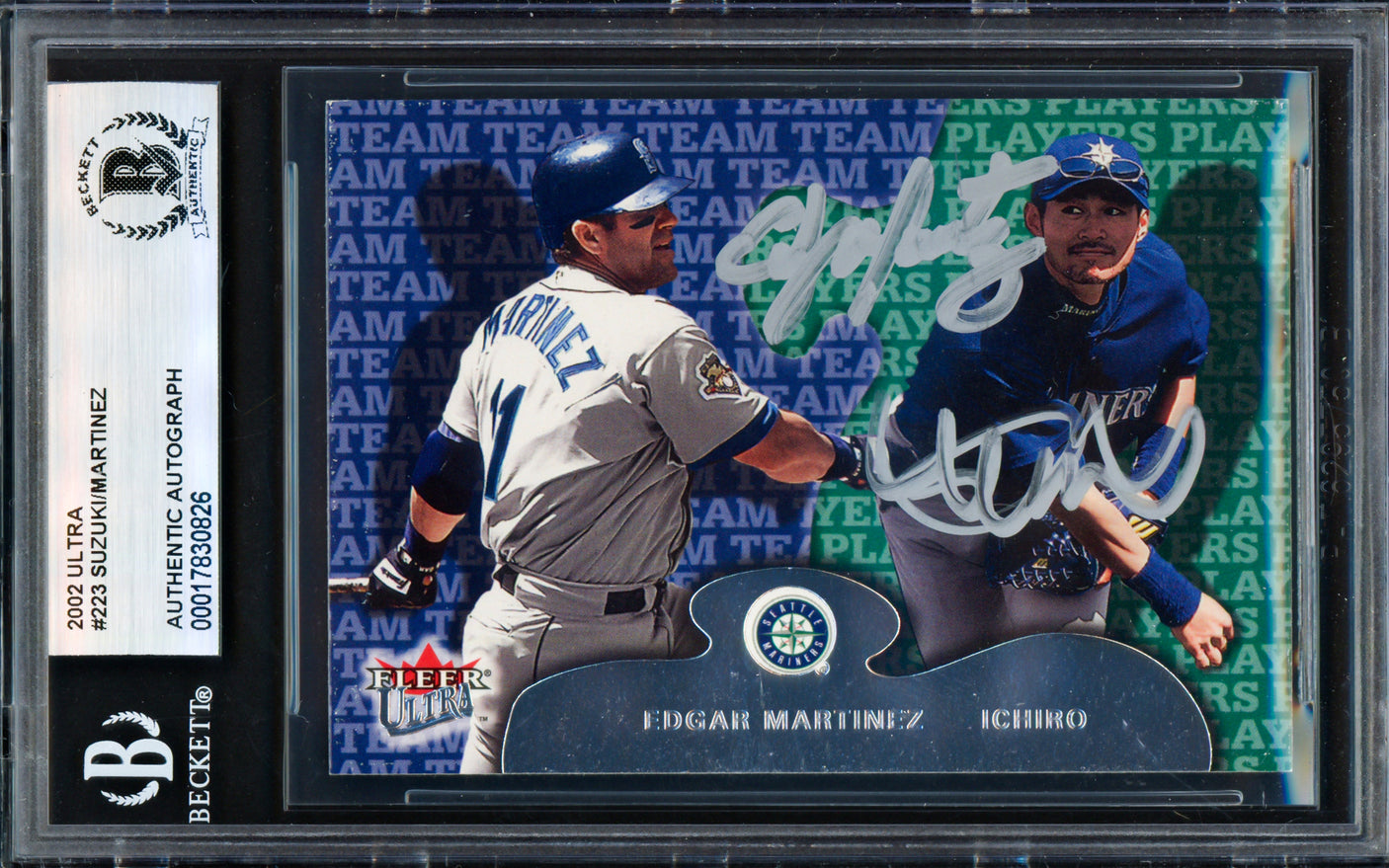 Ichiro Suzuki & Edgar Martinez Autographed 2001 Fleer Ultra Card #223 Seattle Mariners Beckett BAS #17830826