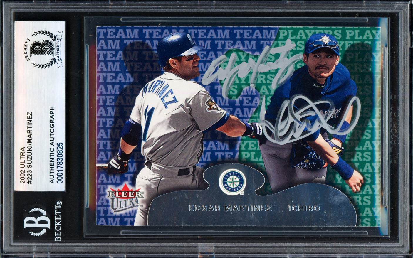 Ichiro Suzuki & Edgar Martinez Autographed 2001 Fleer Ultra Card #223 Seattle Mariners Beckett BAS #17830825