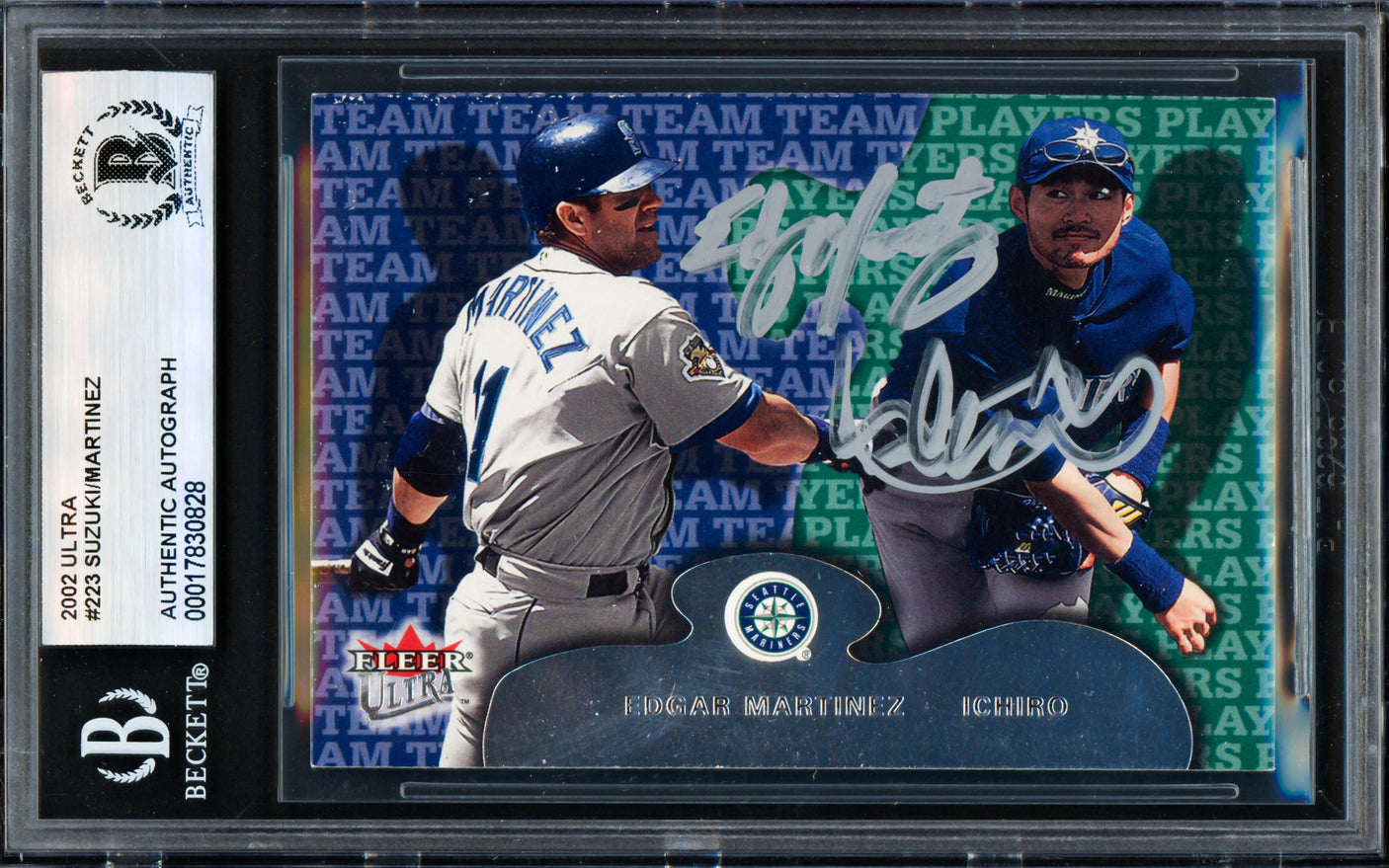 Ichiro Suzuki & Edgar Martinez Autographed 2001 Fleer Ultra Card #223 Seattle Mariners Beckett BAS #17830828