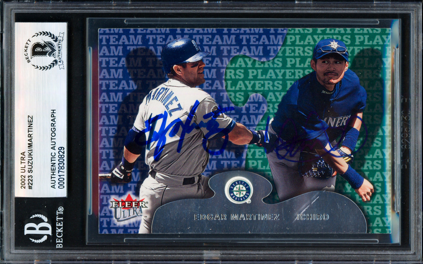 Ichiro Suzuki & Edgar Martinez Autographed 2001 Fleer Ultra Card #223 Seattle Mariners Beckett BAS #17830829