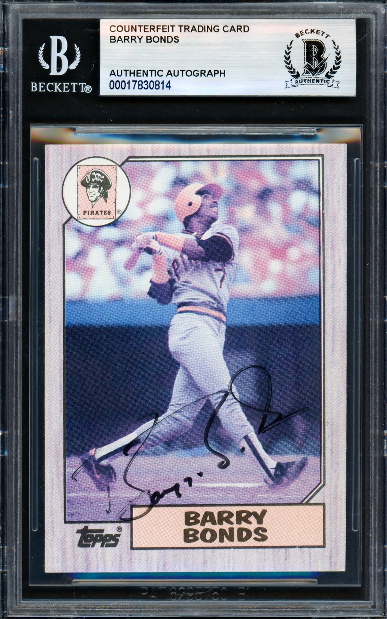 Barry Bonds Autographed 1987 Topps Blank Back Rookie Card #320 Pittsburgh Pirates Vintage Signature Beckett BAS #17830814