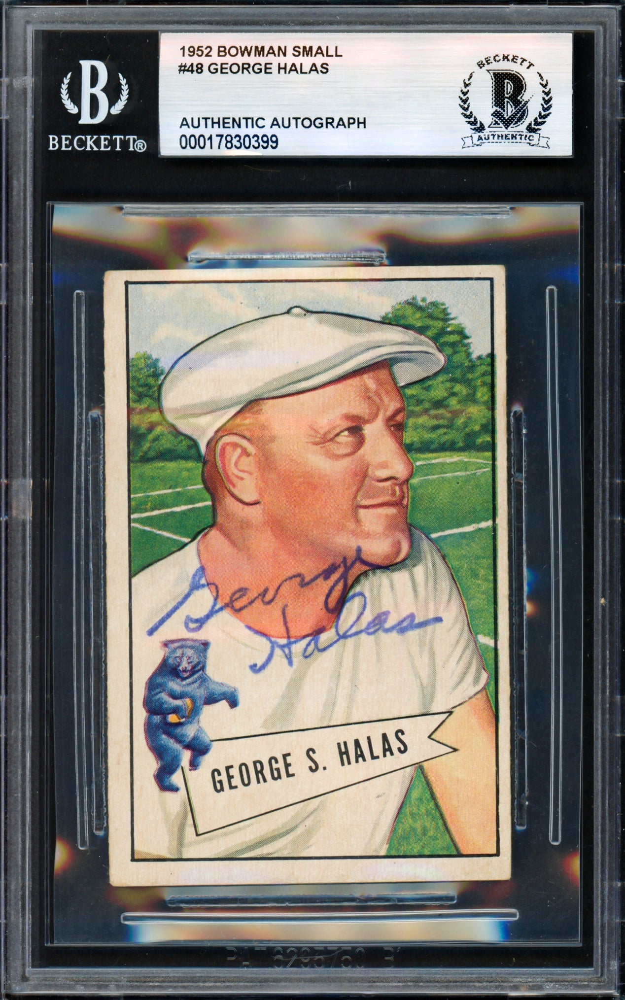 George Halas Autographed 1952 Bowman Small Rookie Card #48 Chicago Bears Beckett BAS #17830399