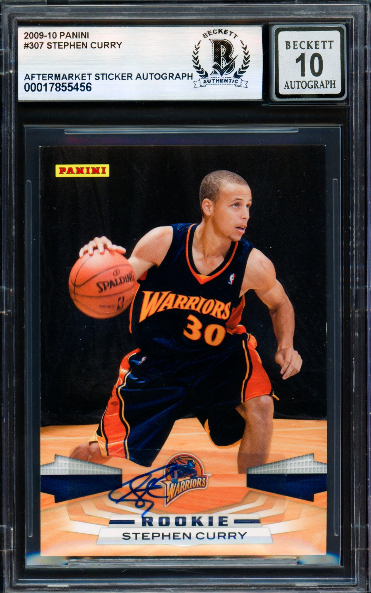 Stephen Curry Autographed 2009-10 Panini Card #307 Golden State Warriors Auto Grade Gem Mint 10 Beckett BAS #17855456