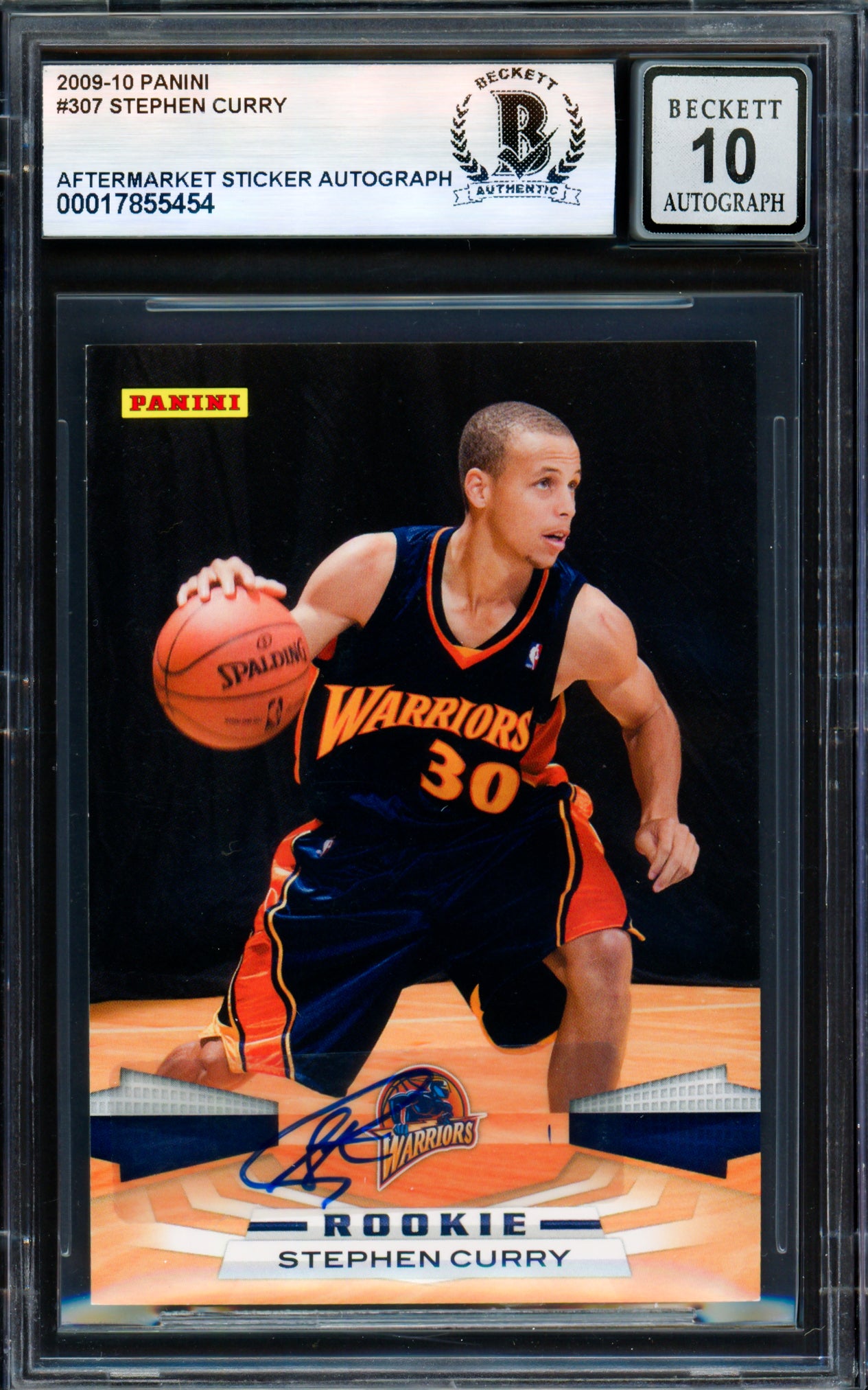 Stephen Curry Autographed 2009-10 Panini Card #307 Golden State Warriors Auto Grade Gem Mint 10 Beckett BAS #17855454