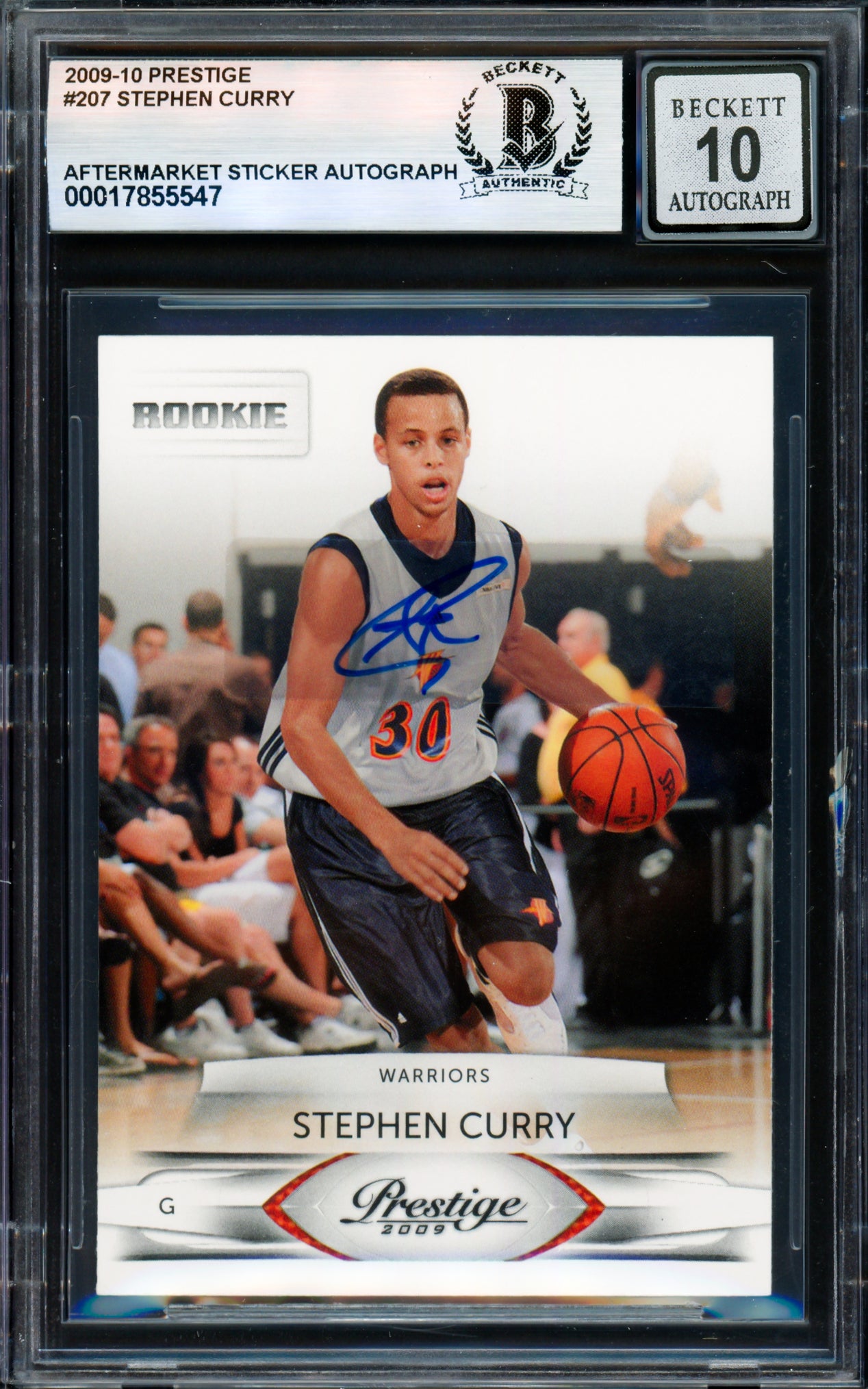 Stephen Curry Autographed 2009-10 Panini Prestige Card #207 Golden State Warriors Auto Grade Gem Mint 10 Beckett BAS #17855547