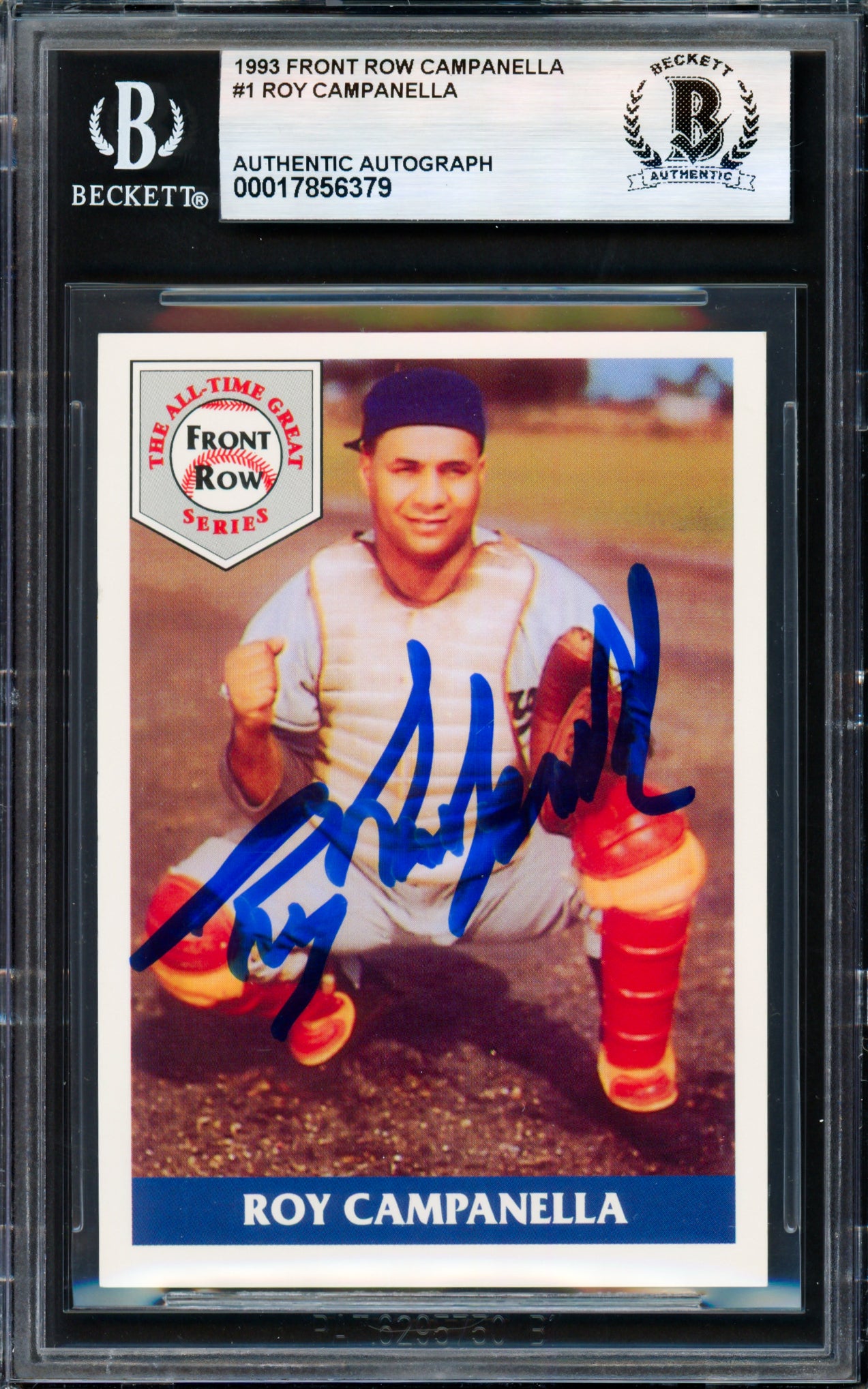 Roy Campanella Autographed 1992 Front Row Card #1 Brooklyn Dodgers Beckett BAS #17856379