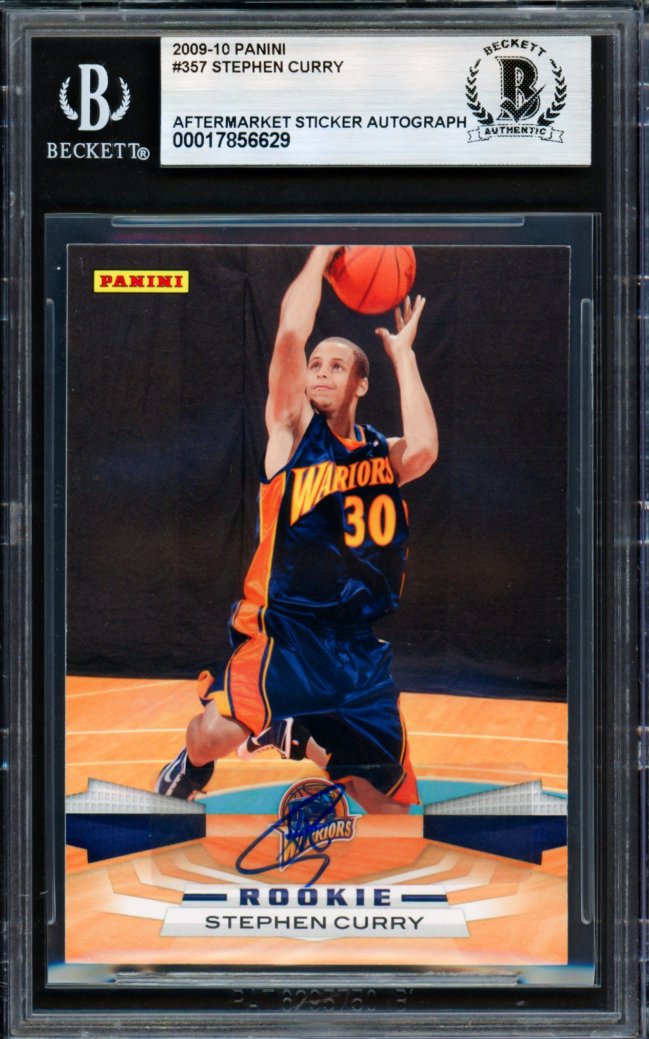 Stephen Curry Autographed 2009-10 Panini Rookie Card #357 Golden State Warriors Beckett BAS #17856629