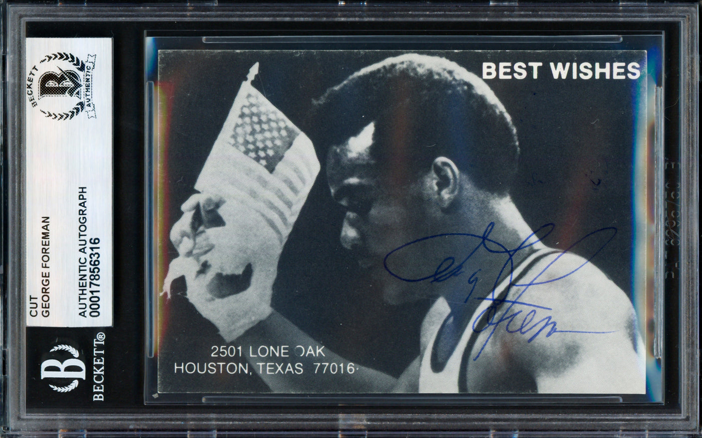 George Foreman Autographed 2.5x3.5 Photo (Signed Twice) Beckett BAS #17856316