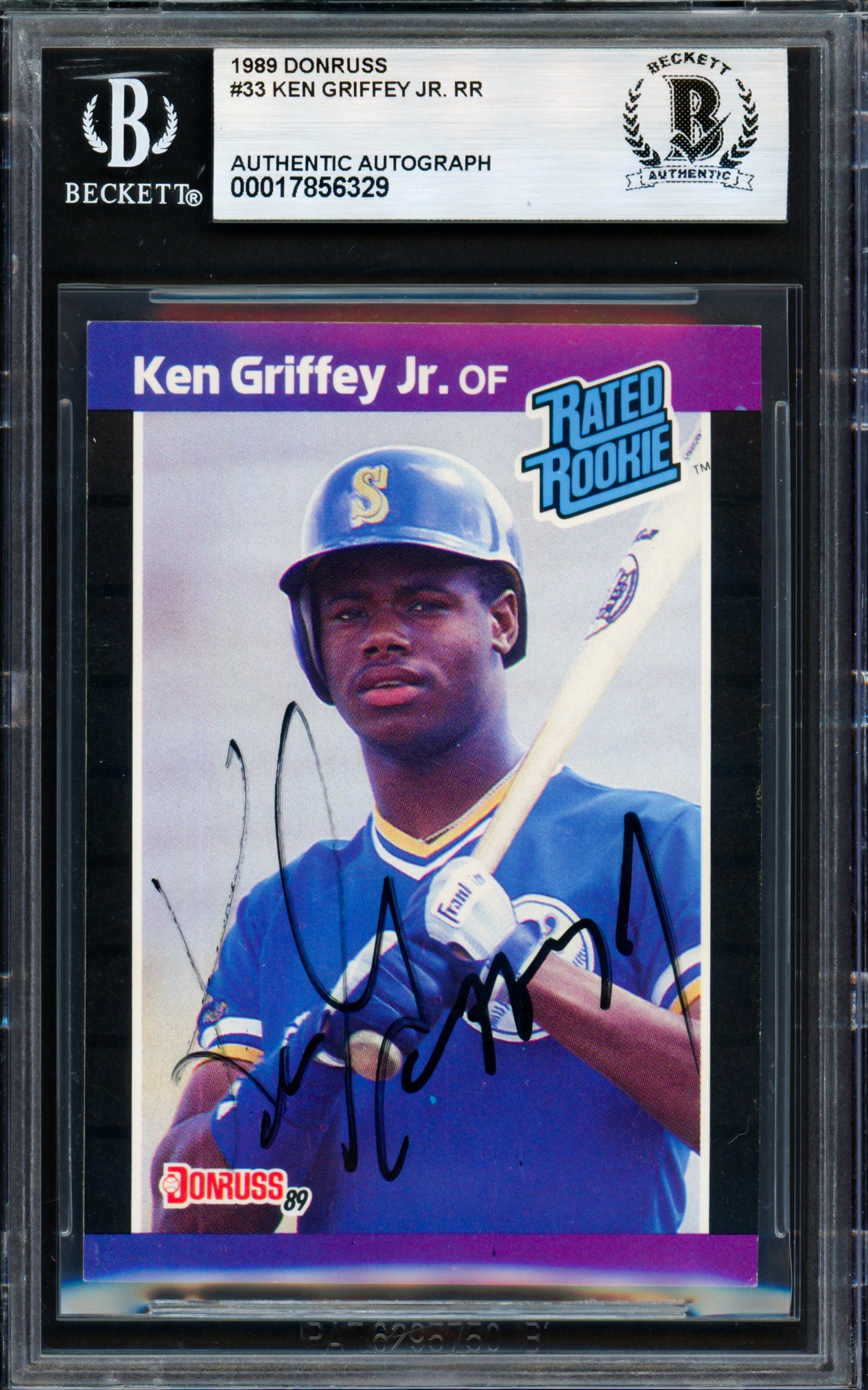 Ken Griffey Jr. Autographed 1989 Donruss Rookie Card #33 Seattle Mariners Vintage Rookie Era Signature Beckett BAS #17856329