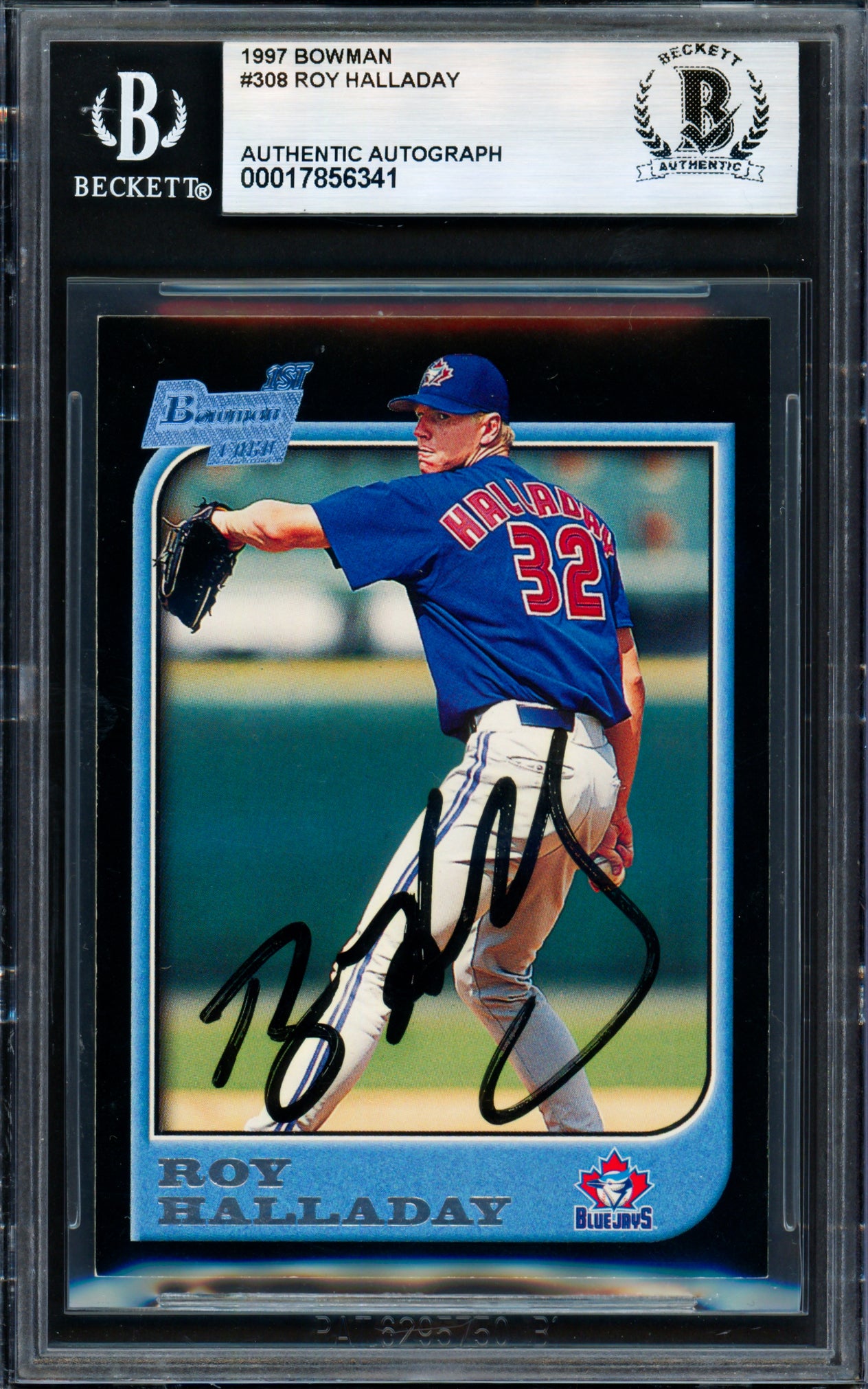 Roy Halladay Autographed 1997 Bowman Rookie Card #308 Toronto Blue Jays Beckett BAS #17856341