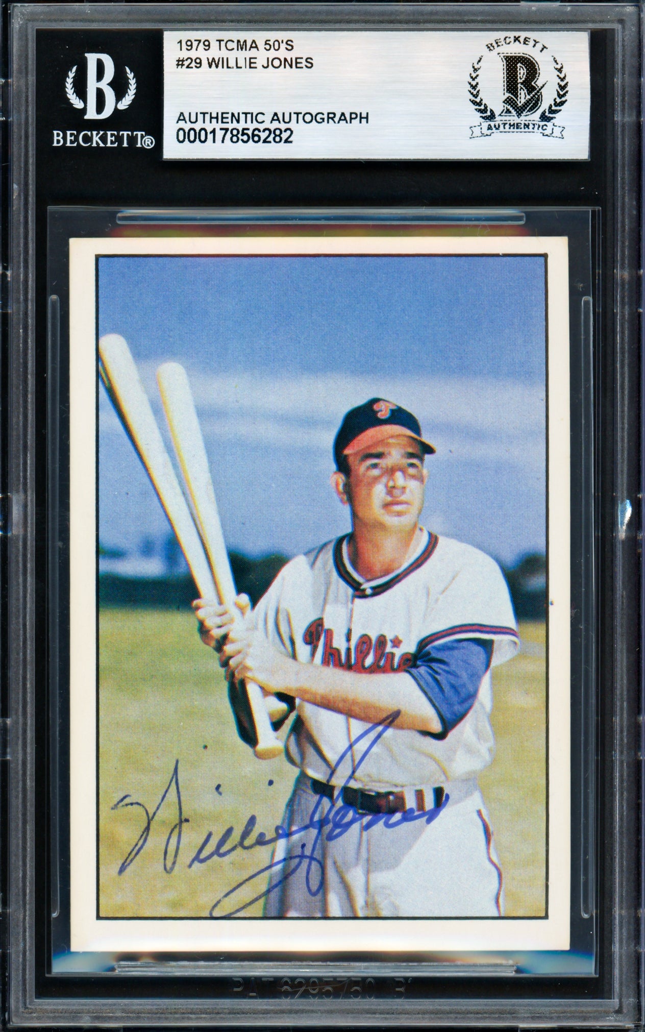 Willie "Puddin Head" Jones Autographed 1979 TCMA Card #29 Philadelphia Phillies Beckett BAS #17856282