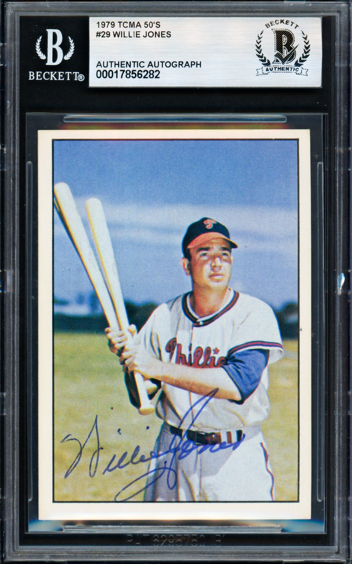 Willie "Puddin Head" Jones Autographed 1979 TCMA Card #29 Philadelphia Phillies Beckett BAS #17856282
