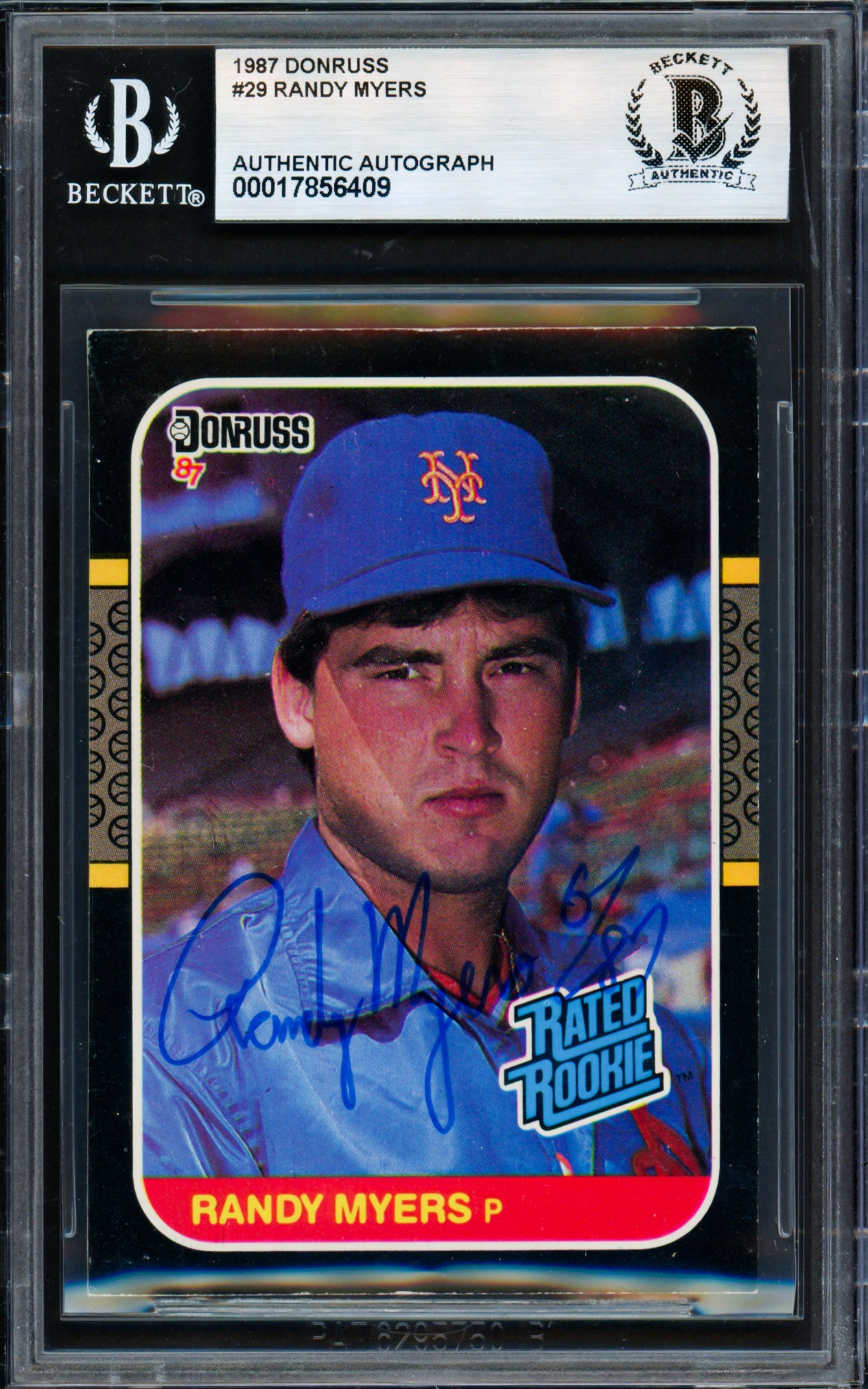 Randy Myers Autographed 1987 Donruss Rookie Card #29 New York Mets Beckett BAS #17856409