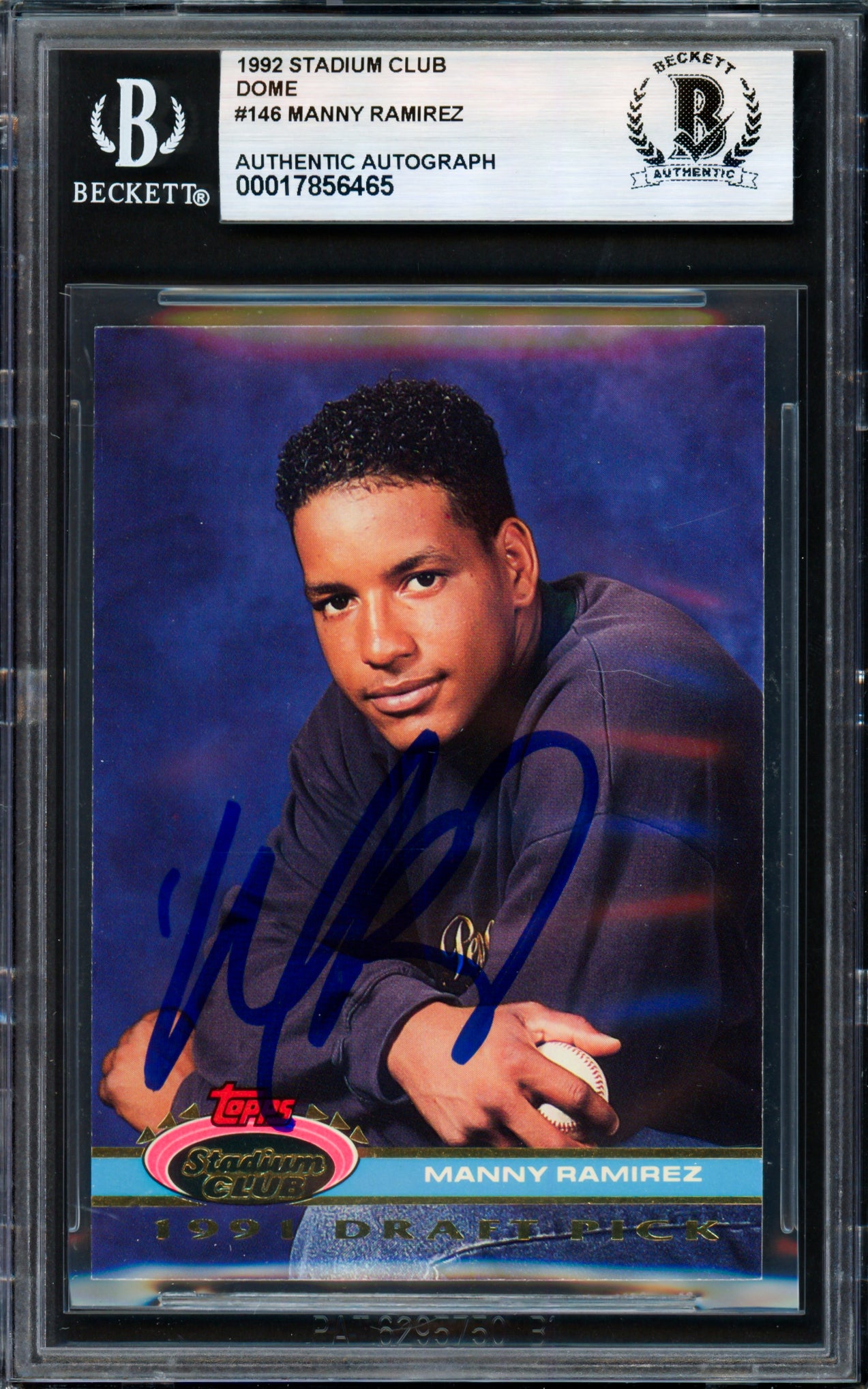 Manny Ramirez Autographed 1992 Stadium Club SE Skydome Rookie Card #146 Cleveland Indians Beckett BAS #17856465