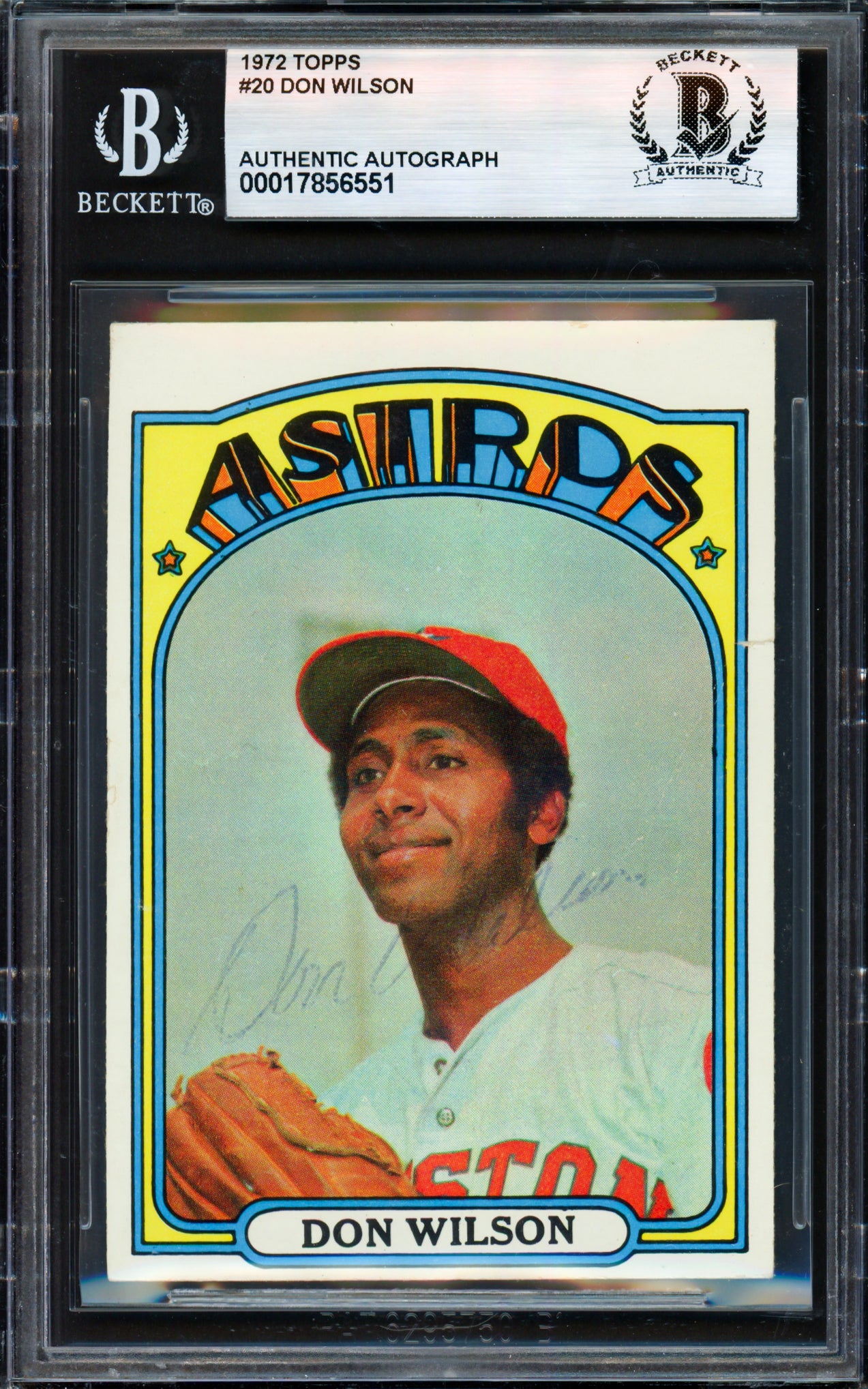 Don Wilson Autographed 1972 Topps Card #20 Houston Astros Beckett BAS #17856551