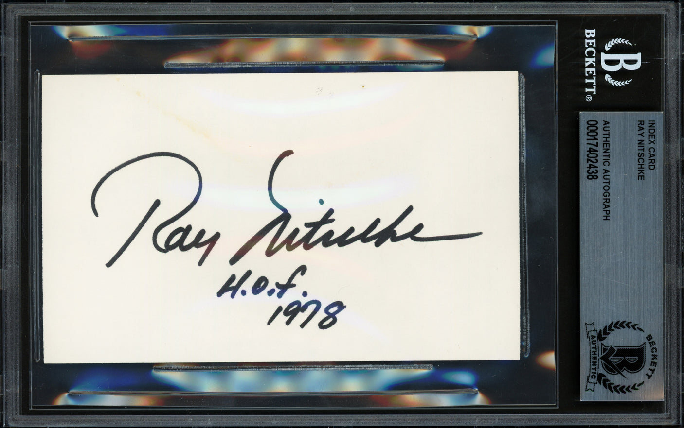 Ray Nitschke Autographed 3x5 Index Card Green Bay Packers "HOF 1978" Beckett BAS #17402438