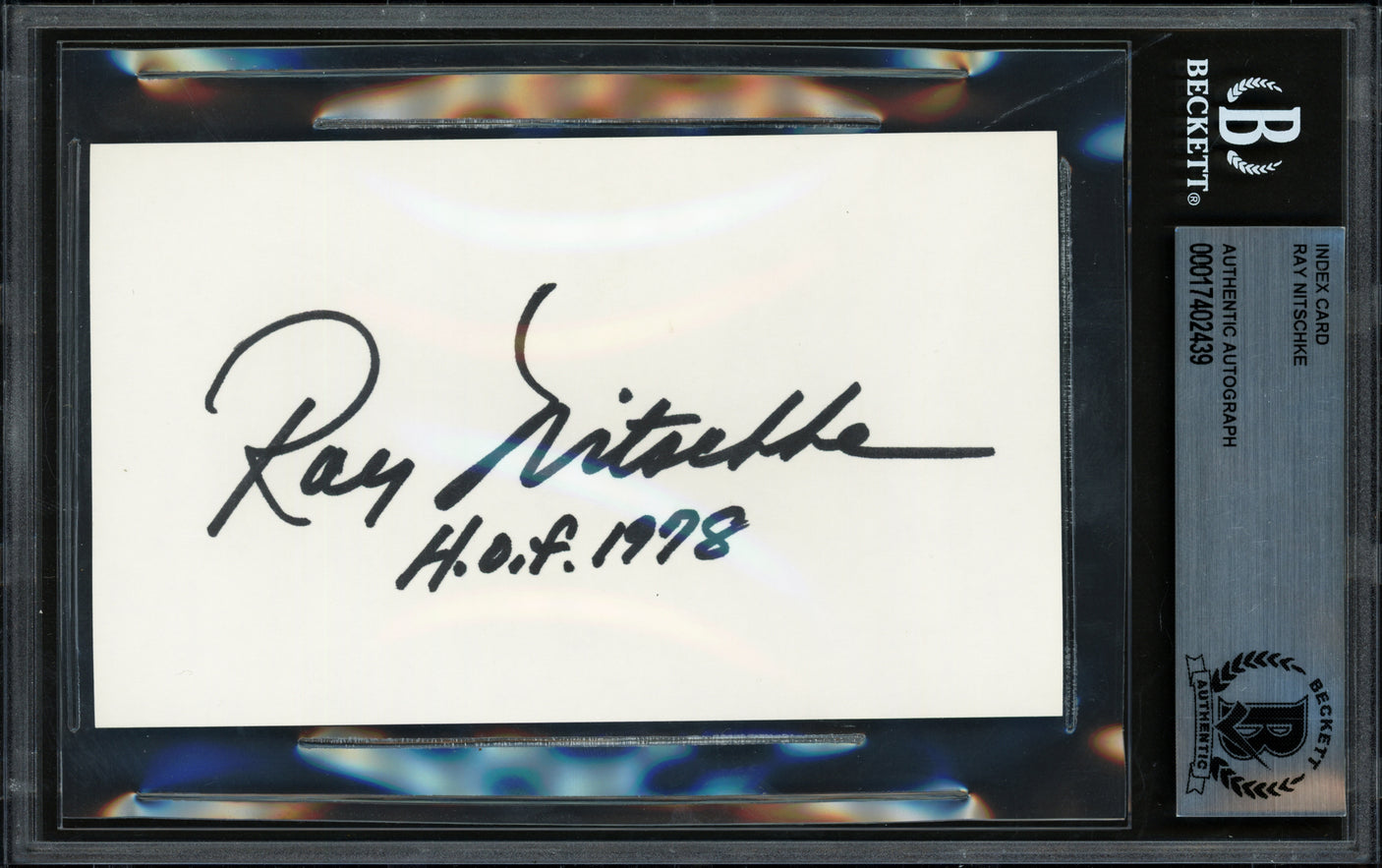 Ray Nitschke Autographed 3x5 Index Card Green Bay Packers "HOF 1978" Beckett BAS #17402439