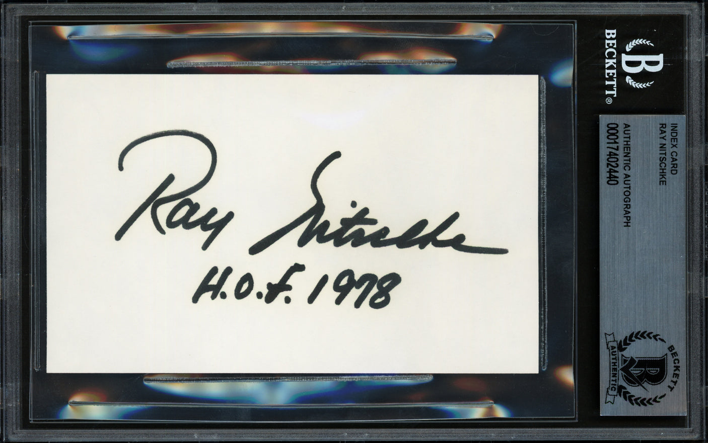 Ray Nitschke Autographed 3x5 Index Card Green Bay Packers "HOF 1978" Beckett BAS #17402440