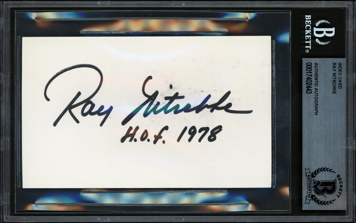 Ray Nitschke Autographed 3x5 Index Card Green Bay Packers "HOF 1978" Beckett BAS #17402443