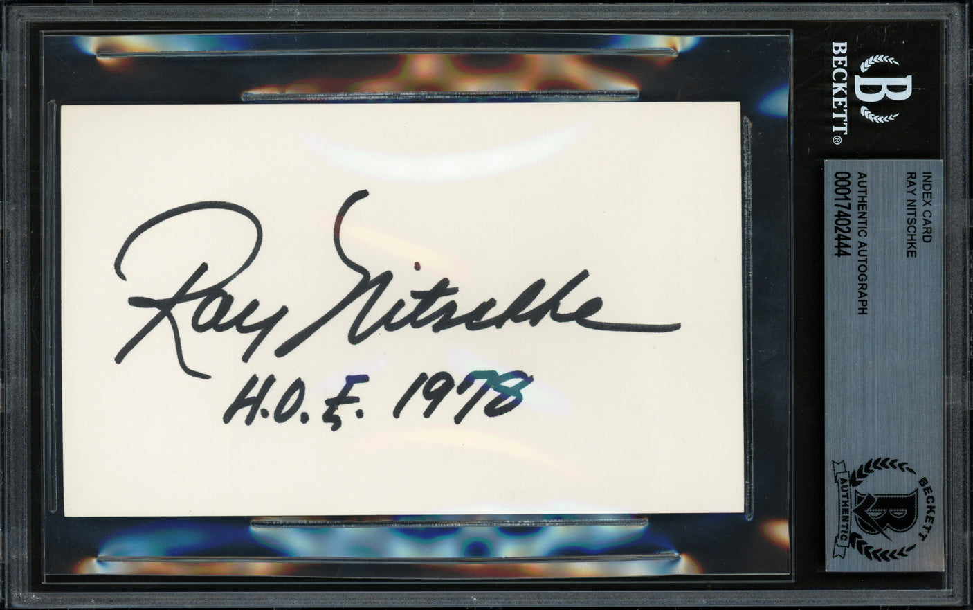 Ray Nitschke Autographed 3x5 Index Card Green Bay Packers "HOF 1978" Beckett BAS #17402444
