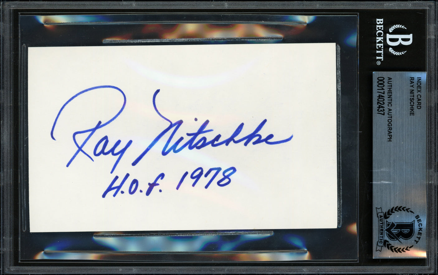 Ray Nitschke Autographed 3x5 Index Card Green Bay Packers "HOF 1978" Beckett BAS #17402437