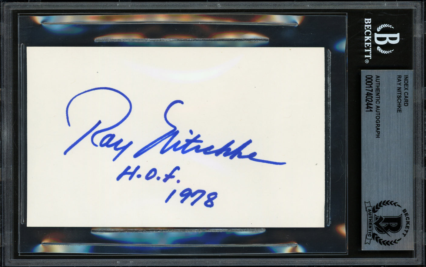 Ray Nitschke Autographed 3x5 Index Card Green Bay Packers "HOF 1978" Beckett BAS #17402441