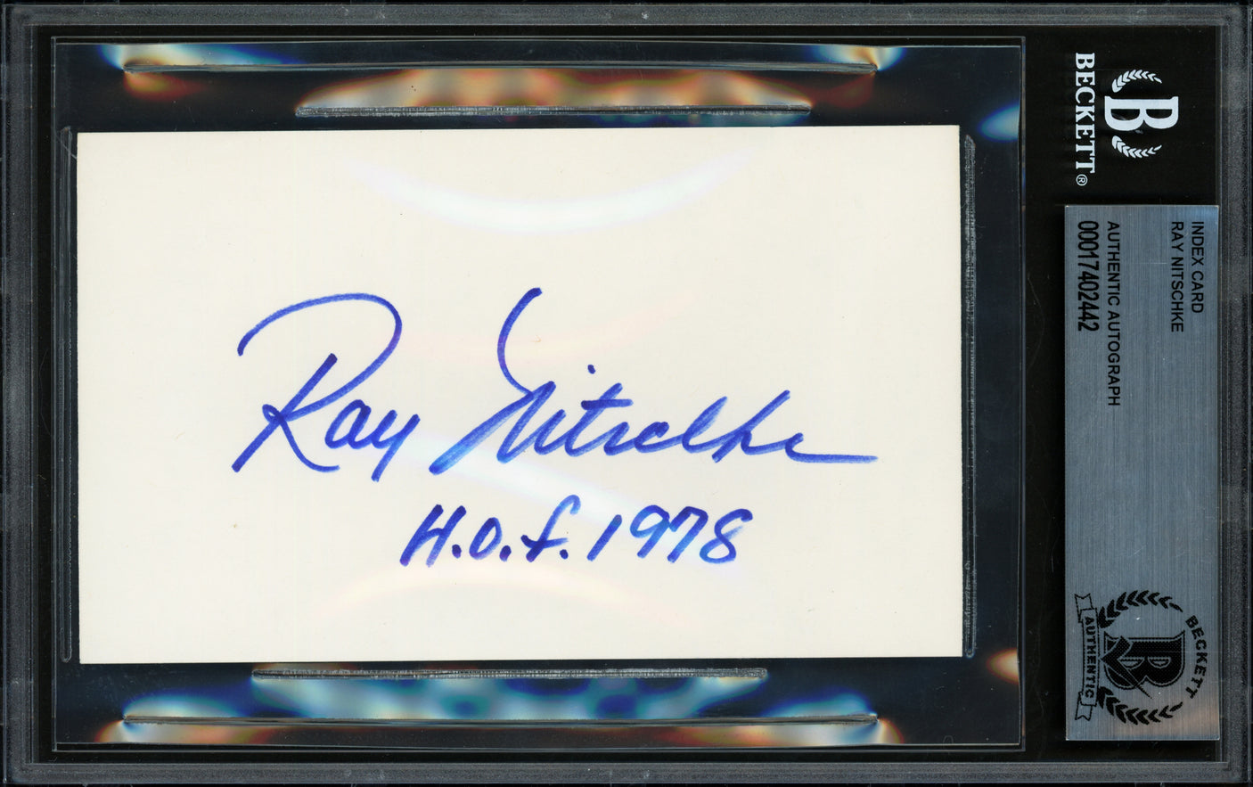 Ray Nitschke Autographed 3x5 Index Card Green Bay Packers "HOF 1978" Beckett BAS #17402442
