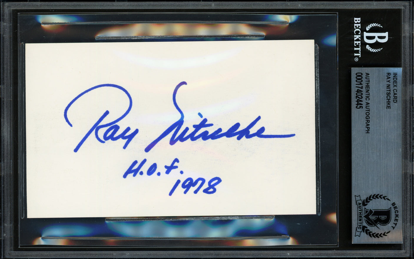 Ray Nitschke Autographed 3x5 Index Card Green Bay Packers "HOF 1978" Beckett BAS #17402445