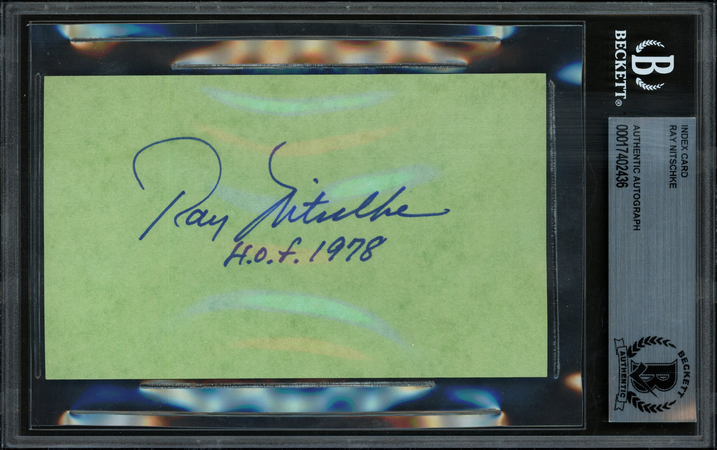 Ray Nitschke Autographed 3x5 Index Card Green Bay Packers "HOF 1978" Beckett BAS #17402436