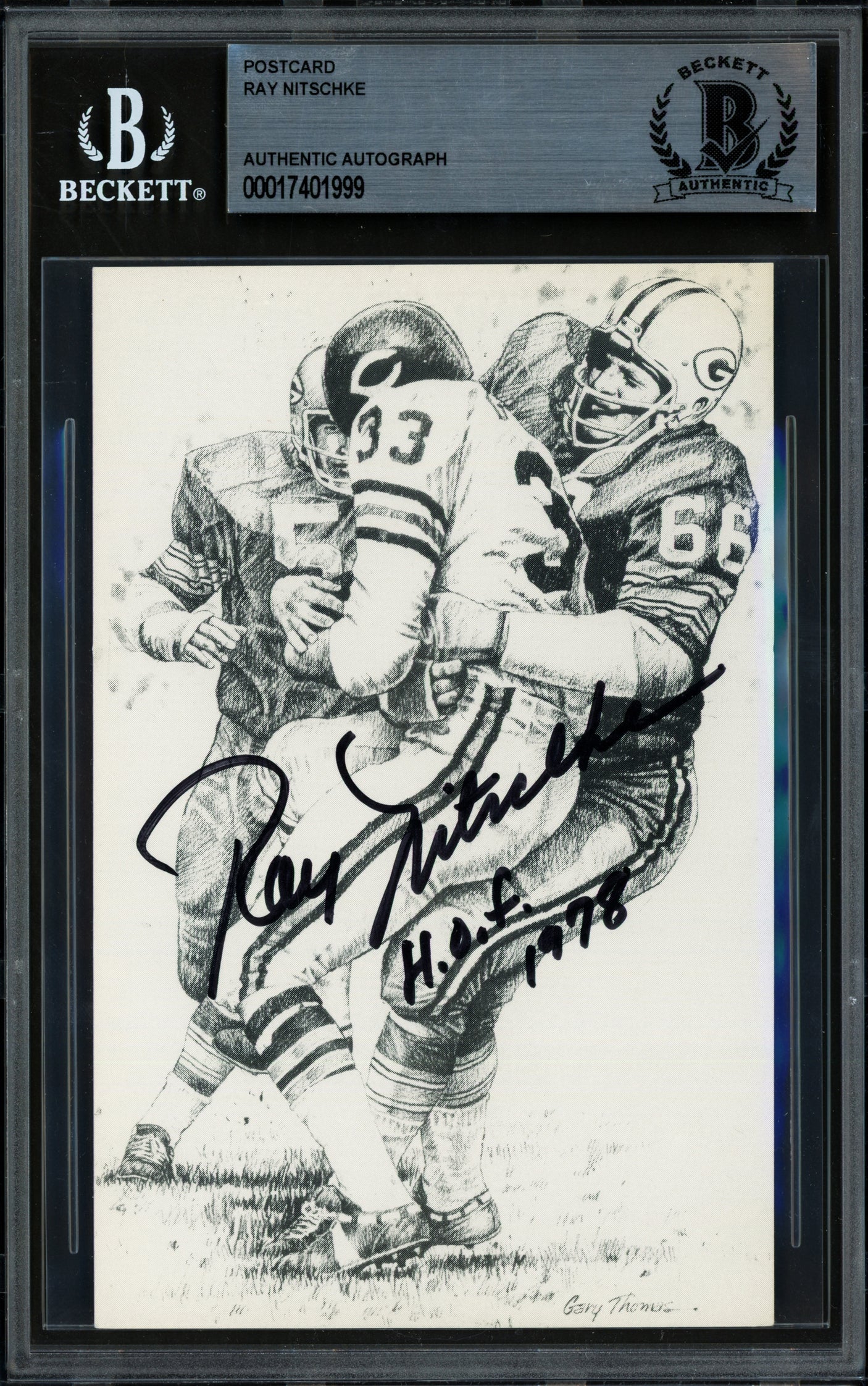 Ray Nitschke Autographed Postcard Green Bay Packers "HOF 1978" Beckett BAS #17401999