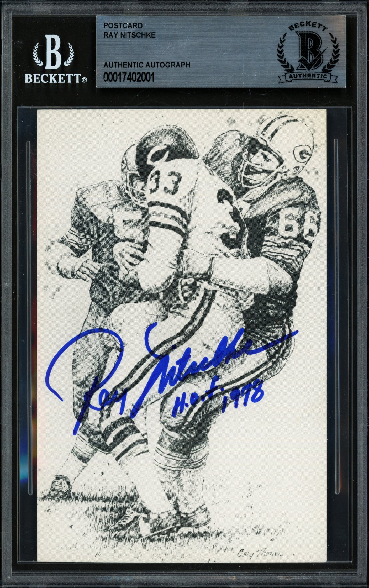 Ray Nitschke Autographed Postcard Green Bay Packers "HOF 1978" Beckett BAS #17402001