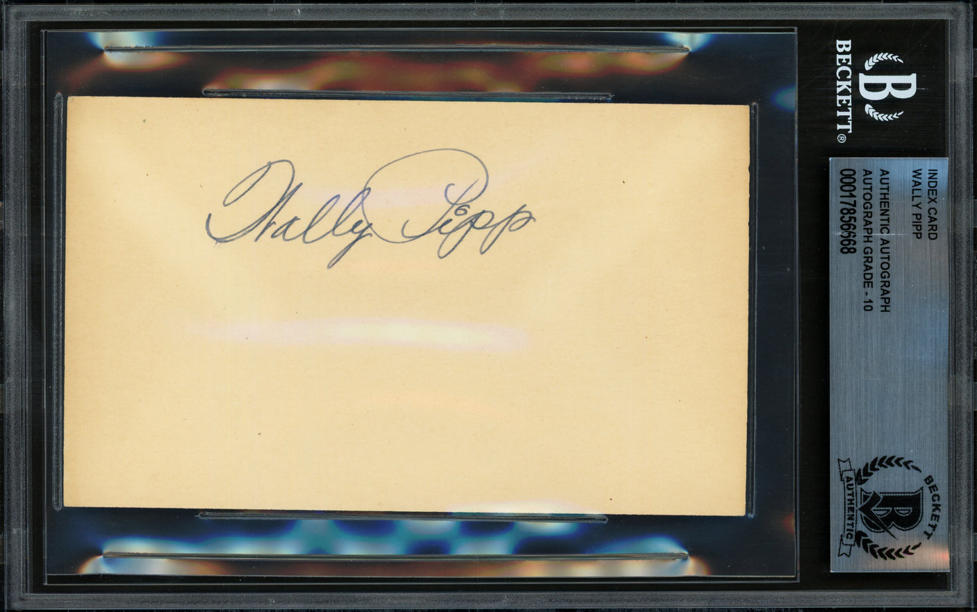 Wally Pipp Autographed 3x5 Index Card New York Yankees Auto Grade Gem Mint 10 Beckett BAS #17856668