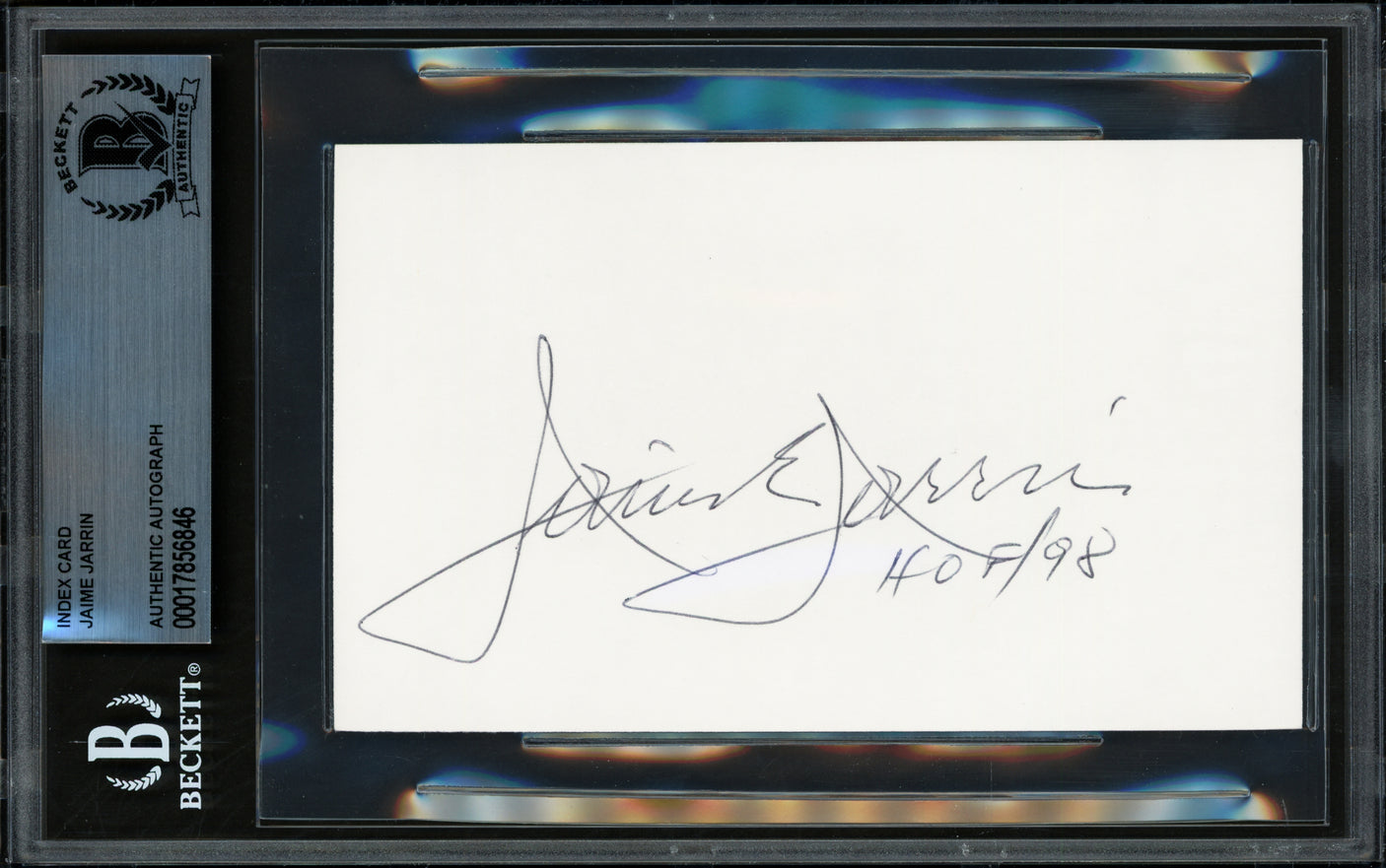 Jaime Jarrin Autographed 3x5 Index Card Los Angeles Dodgers "HOF 98" Beckett BAS #17856846
