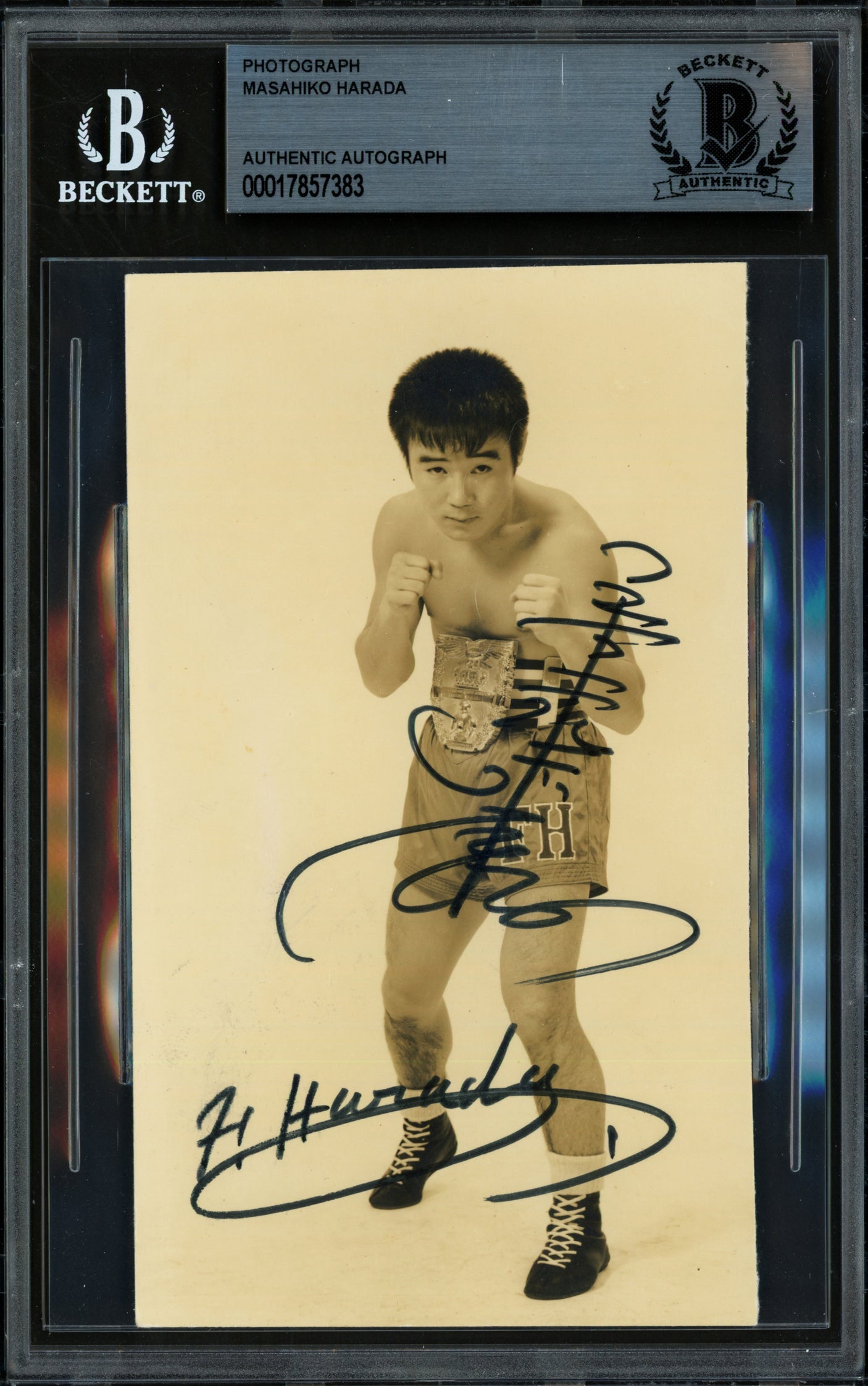 Fighting Masahiko Harada Autographed 3x5.5 Photo Beckett BAS #17857383