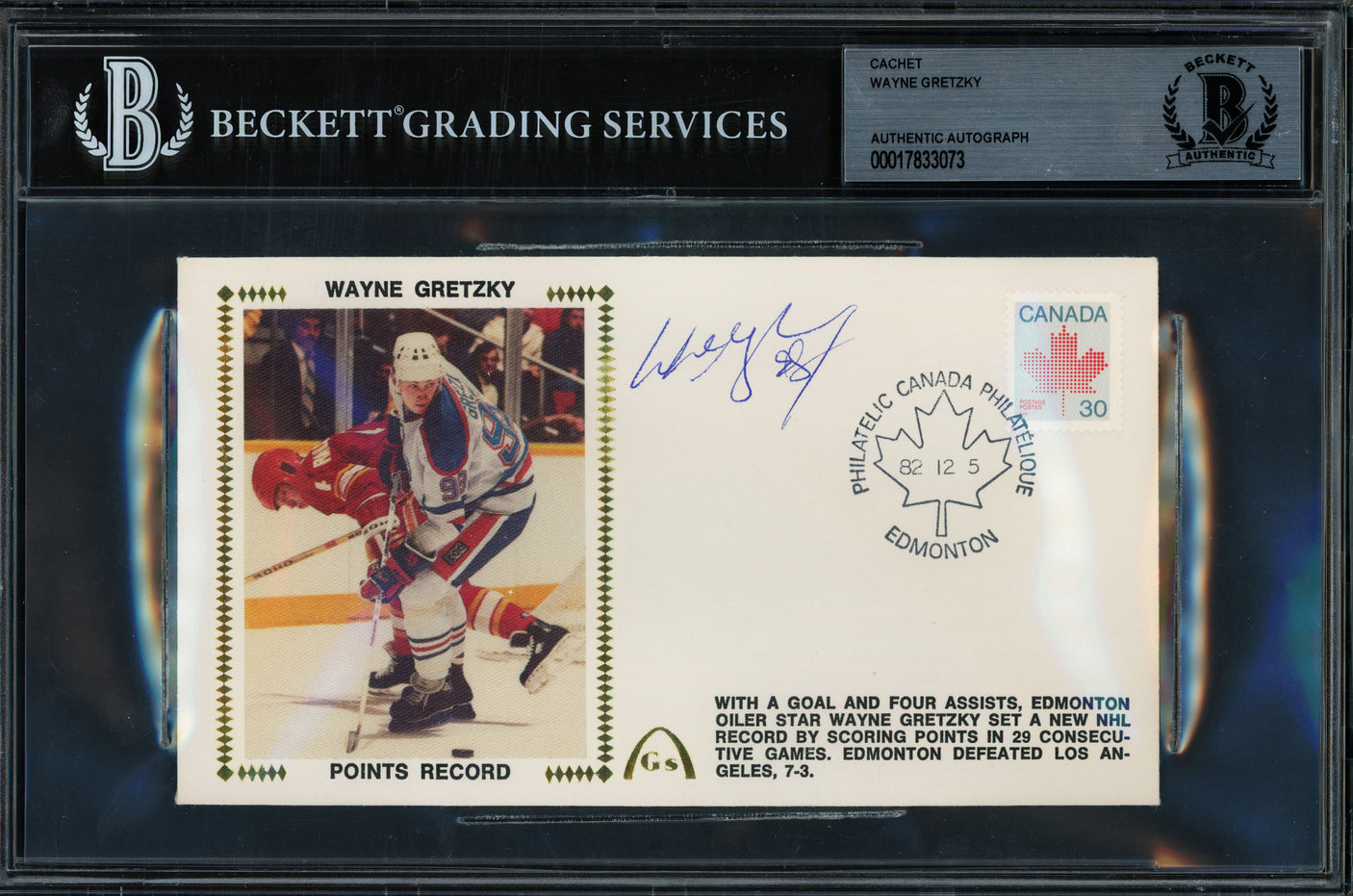Wayne Gretzky Autographed 1982 First Day Cover Edmonton Oilers Beckett BAS #17833073