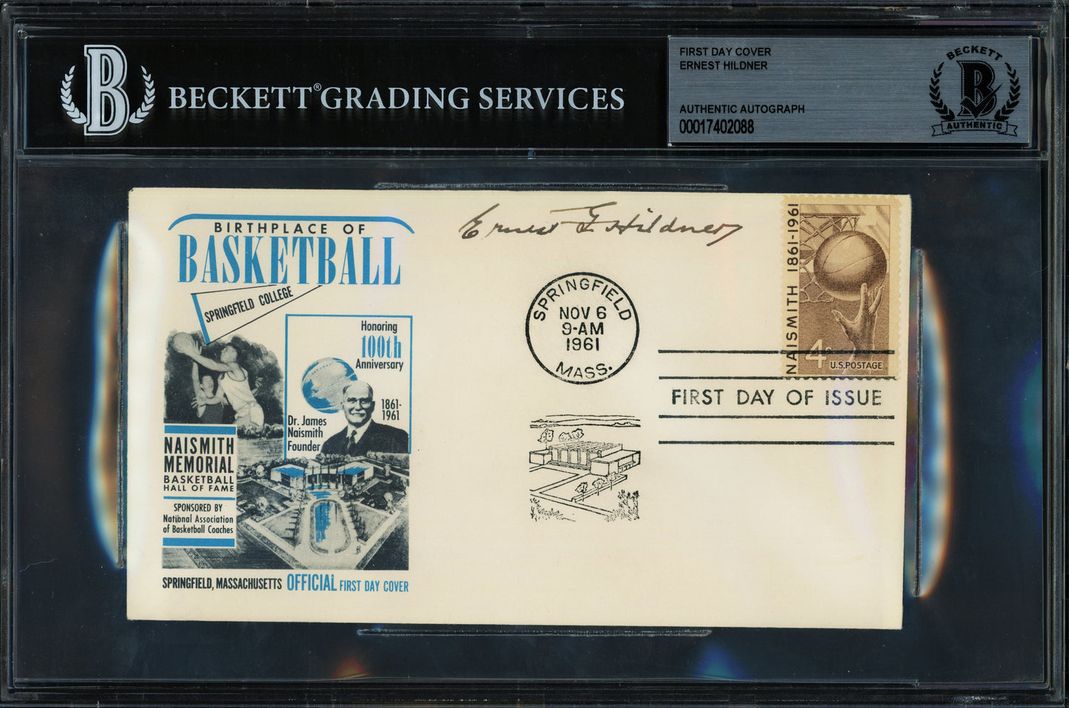 Ernest Hildner Autographed 1961 First Day Cover Beckett BAS #17402088